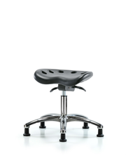 Polyurethane ESD Tractor Sit-Stand Stool Chrome - Desk Height with ESD Stationary Glides in ESD Black Polyurethane