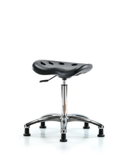 Polyurethane ESD Tractor Stool Chrome - Medium Bench Height with ESD Stationary Glides in ESD Black Polyurethane