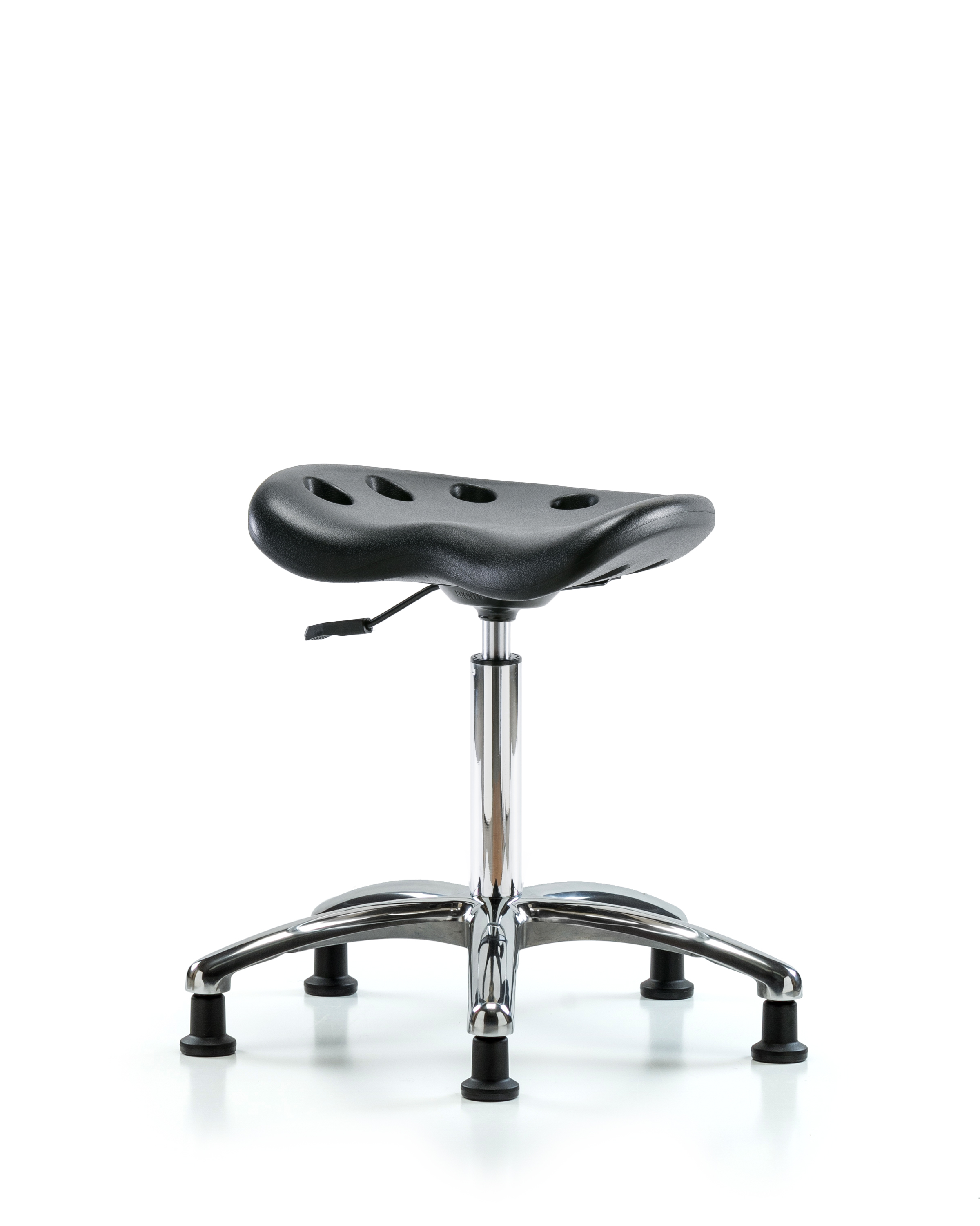 Polyurethane ESD Tractor Stool Chrome - Medium Bench Height with ESD Stationary Glides in ESD Black Polyurethane