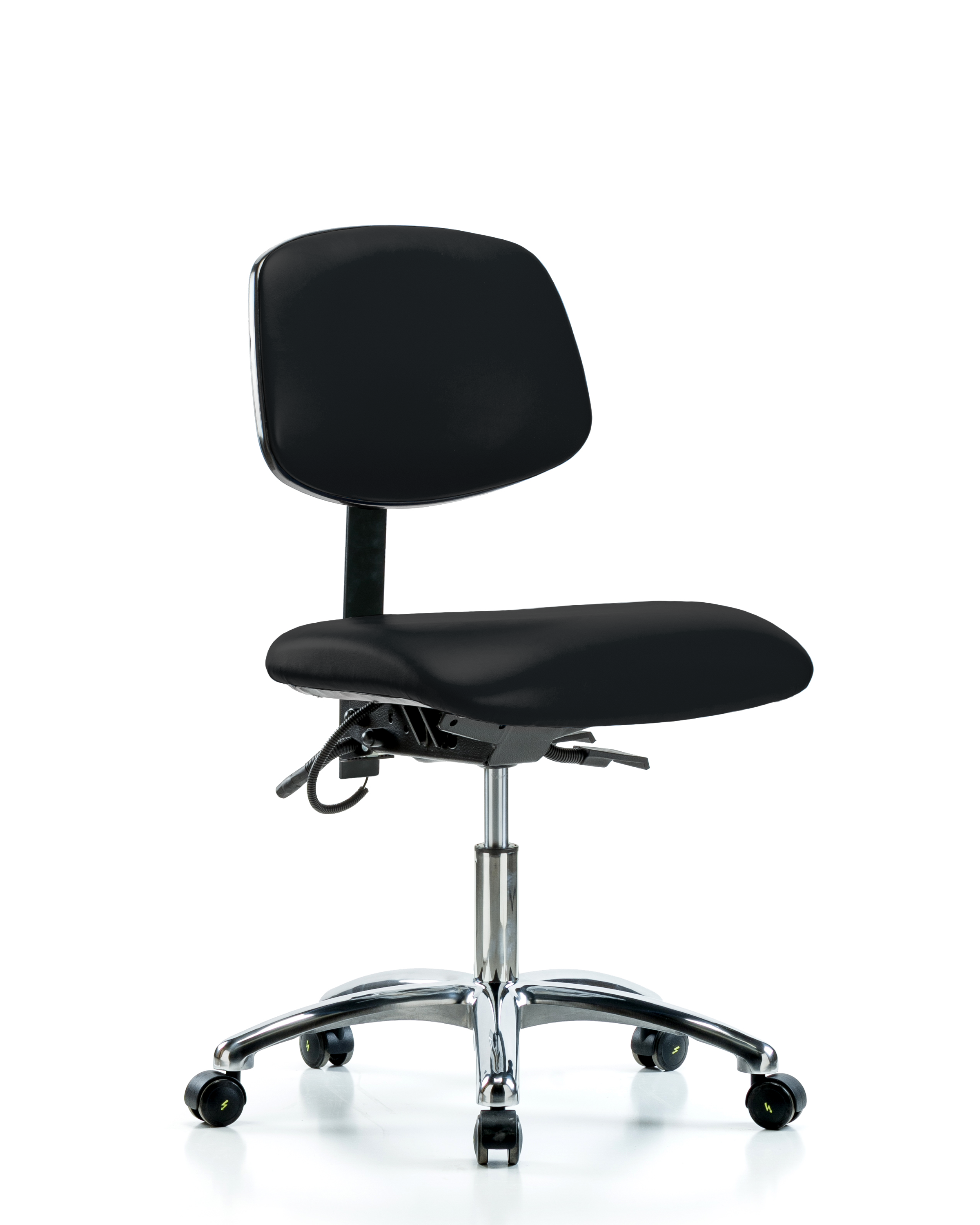 Vinyl ESD Chair - Desk Height with ESD Casters in ESD Black Vinyl