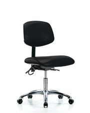Vinyl ESD Chair - Desk Height with Seat Tilt & ESD Casters in ESD Black Vinyl