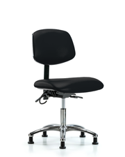 Vinyl ESD Chair - Desk Height with Seat Tilt & ESD Stationary Glides in ESD Black Vinyl