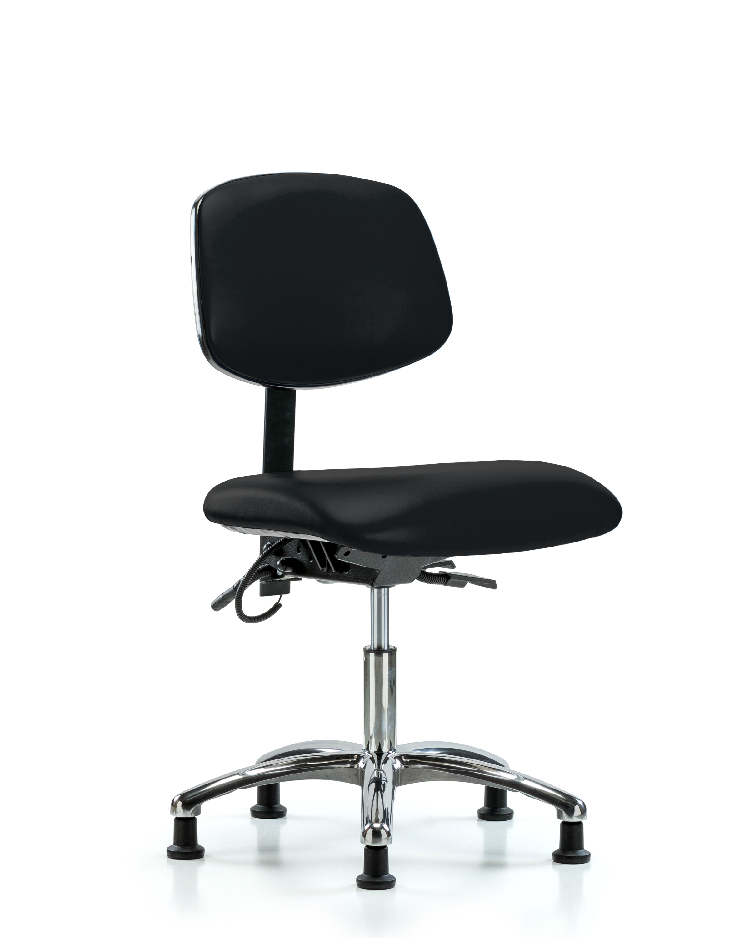 Vinyl ESD Chair - Desk Height with Seat Tilt & ESD Stationary Glides in ESD Black Vinyl