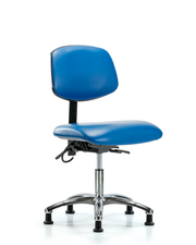 Vinyl ESD Chair - Desk Height with Seat Tilt & ESD Stationary Glides in ESD Blue Vinyl