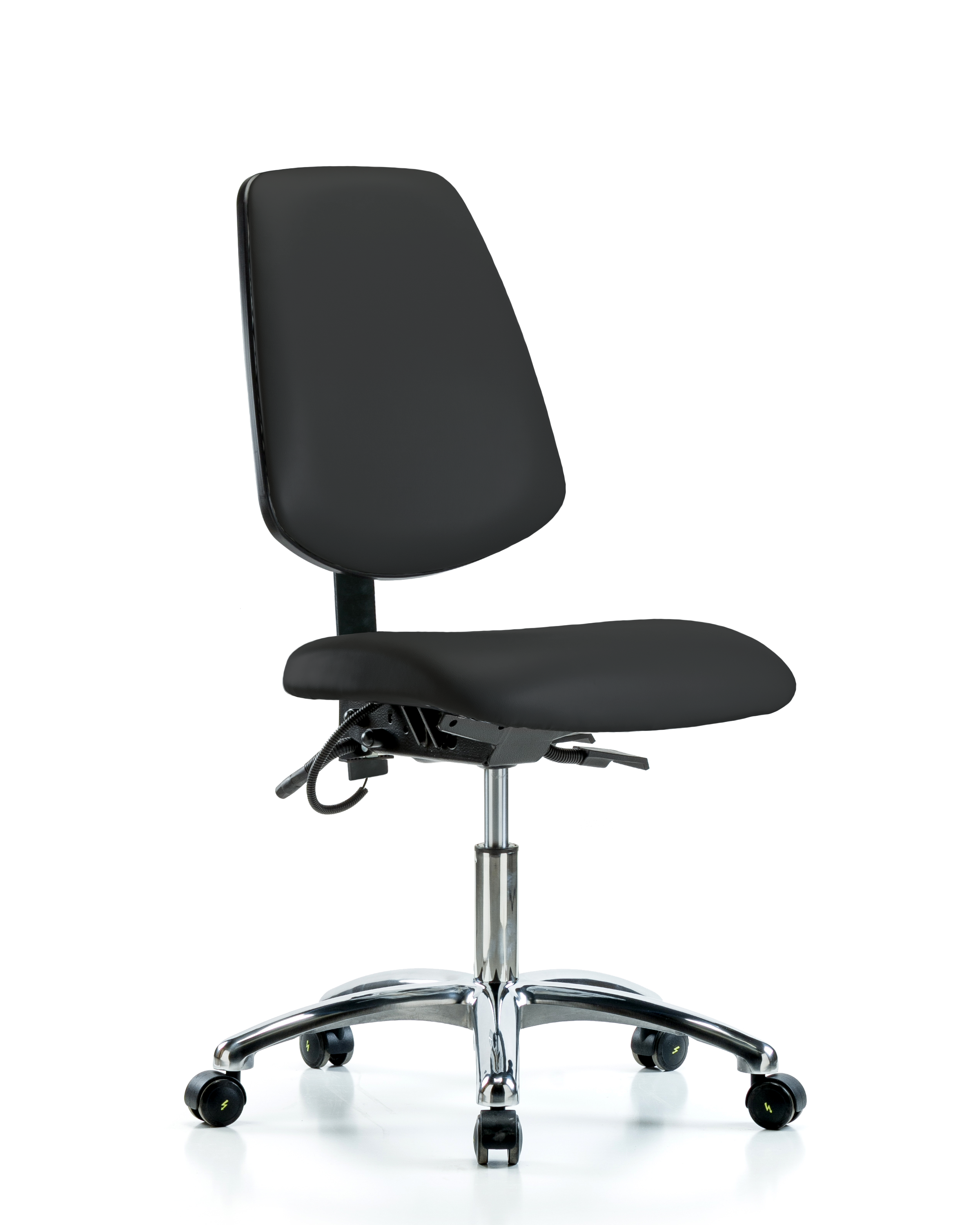 Vinyl ESD Chair - Desk Height with Medium Back & ESD Casters in ESD Blue Vinyl