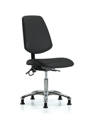Vinyl ESD Chair - Desk Height with Medium Back & ESD Stationary Glides in ESD Black Vinyl