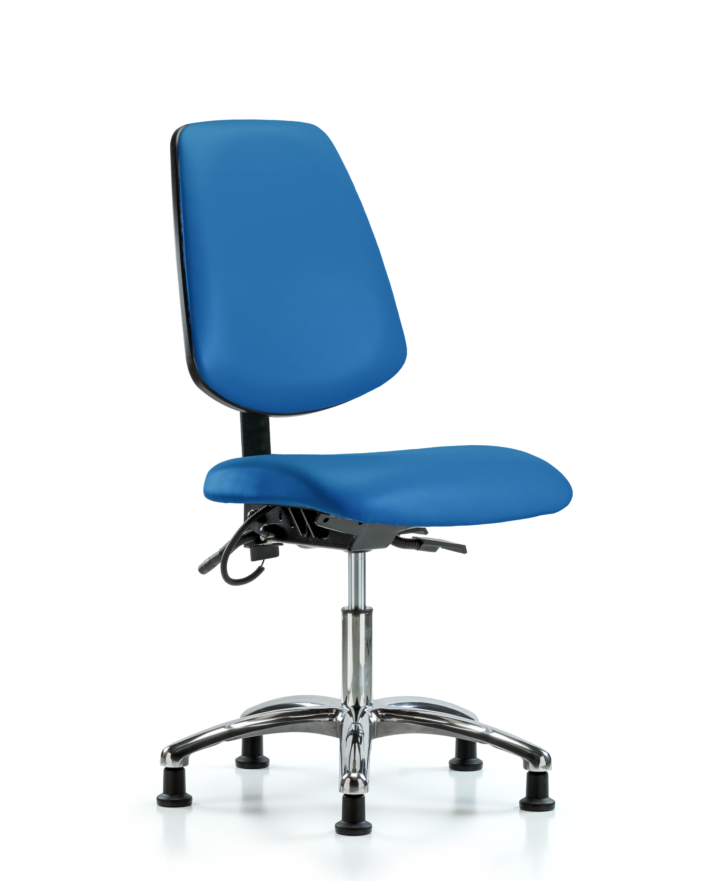 Vinyl ESD Chair - Desk Height with Medium Back & ESD Stationary Glides in ESD Black Vinyl