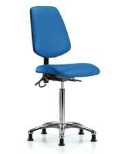 Vinyl ESD Chair - Desk Height with Medium Back, Seat Tilt, & ESD Stationary Glides in ESD Blue Vinyl