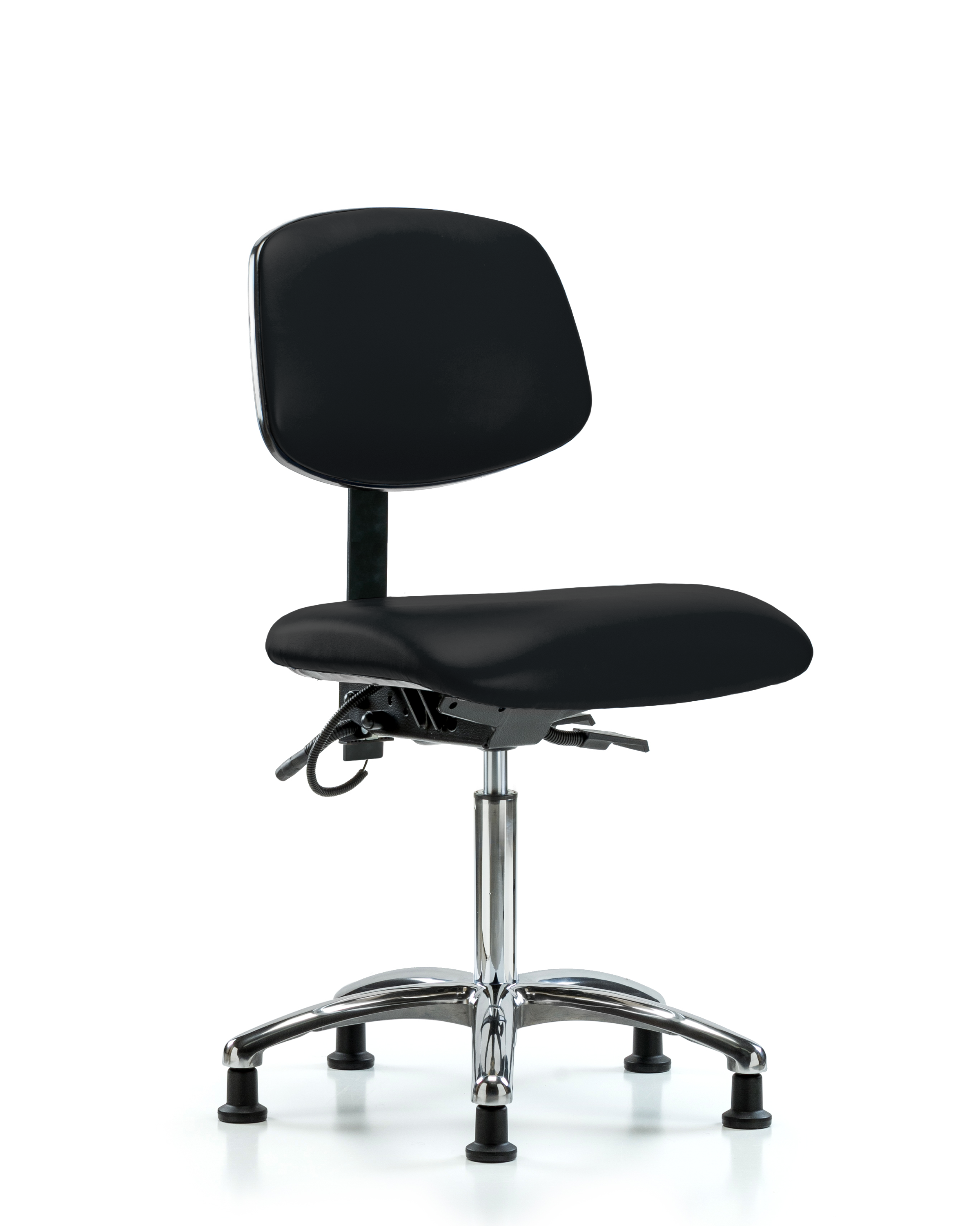 Vinyl ESD Chair - Medium Bench Height with ESD Stationary Glides in ESD Black Vinyl