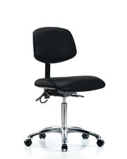 Vinyl ESD Chair - Medium Bench Height with Seat Tilt & ESD Casters in ESD Black Vinyl