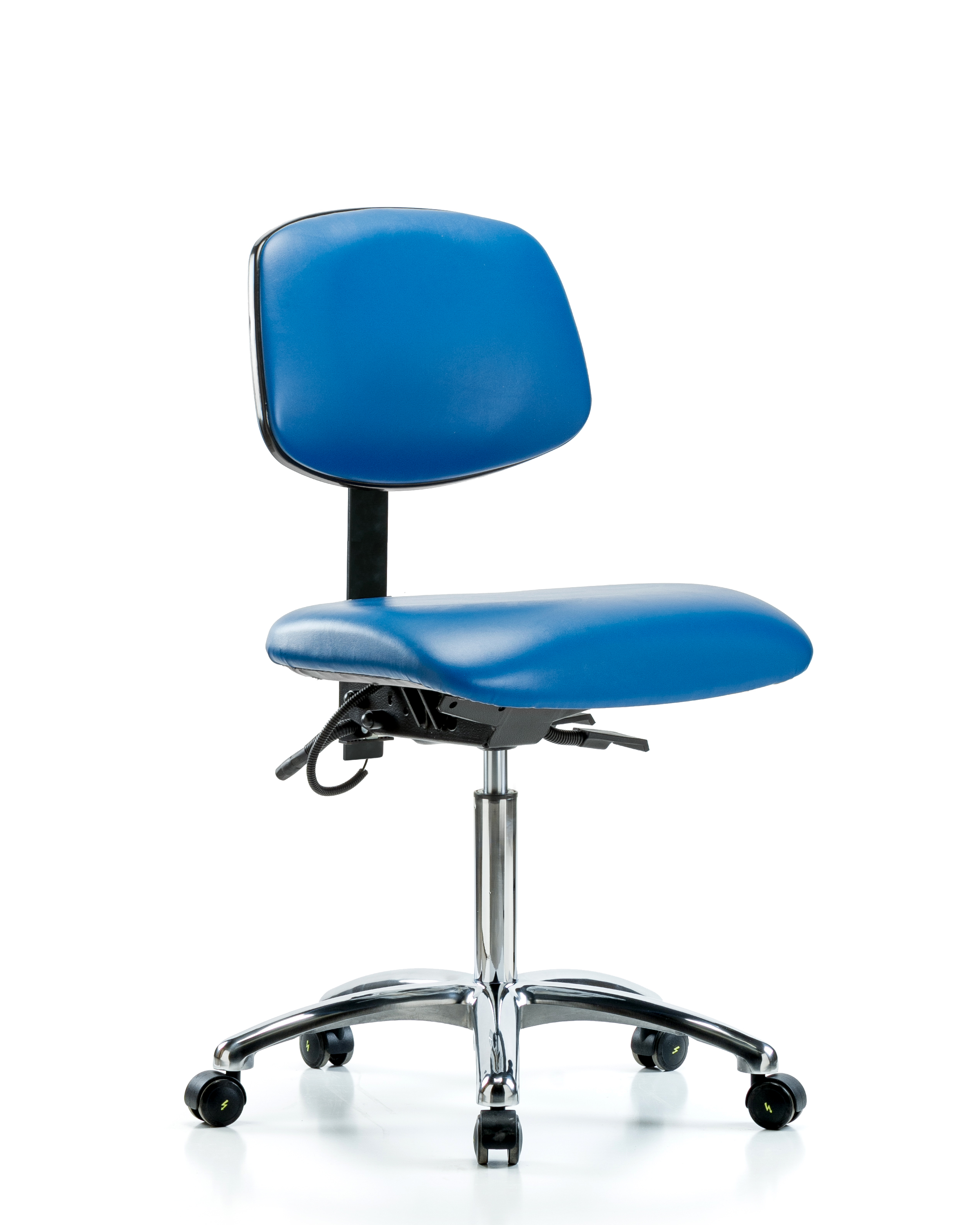 Vinyl ESD Chair - Medium Bench Height with Seat Tilt & ESD Casters in ESD Black Vinyl