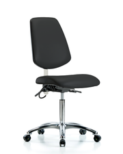 Vinyl ESD Chair - Medium Bench Height with Medium Back, Seat Tilt, & ESD Casters in ESD Black Vinyl