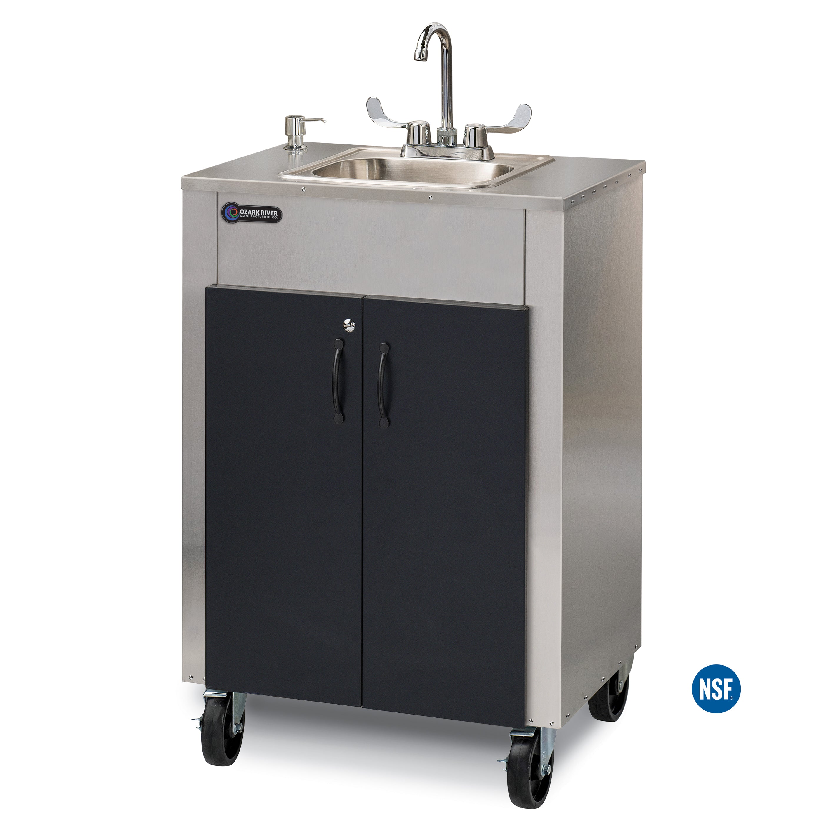 Elite LS1 Portable Sink - Stainless/Black Doors - 26"W x 18"D x 38.75"H