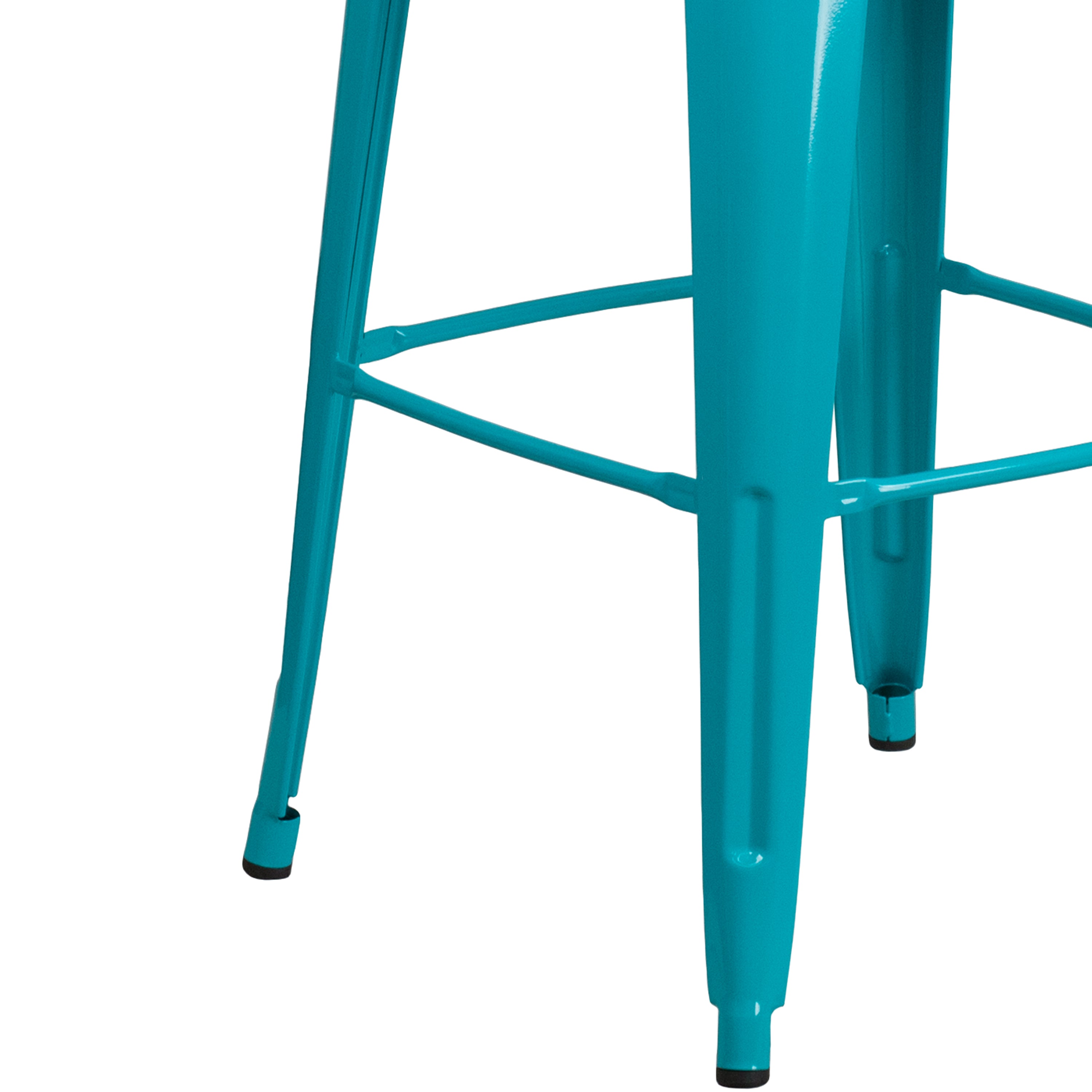 Cindy Commercial Grade 30" High Crystal Teal-Blue Metal Indoor-Outdoor Barstool with Back