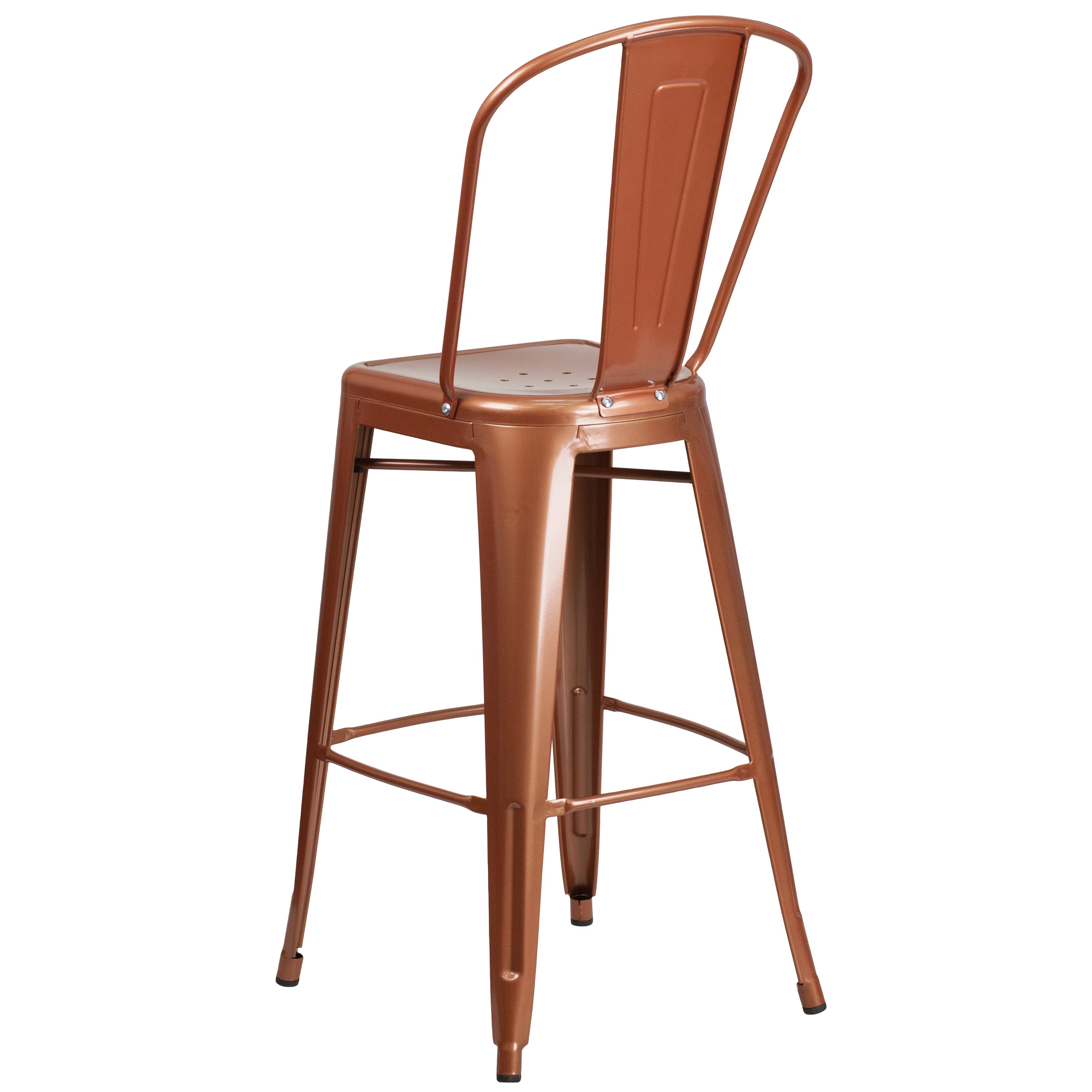 Cindy Commercial Grade 30" High Copper Metal Indoor-Outdoor Barstool with Back