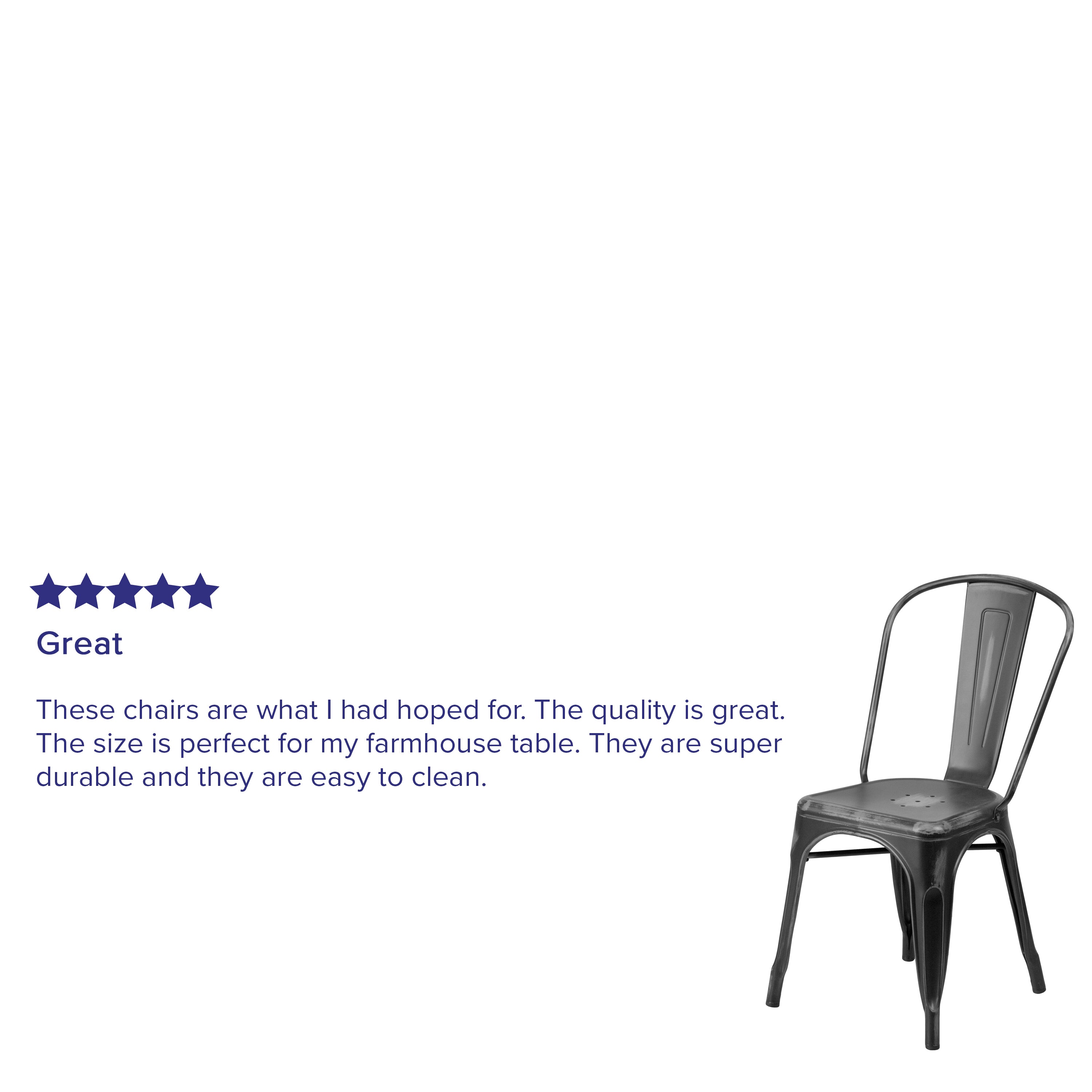 Tenley Commercial Grade Distressed Black Metal Indoor-Outdoor Stackable Chair