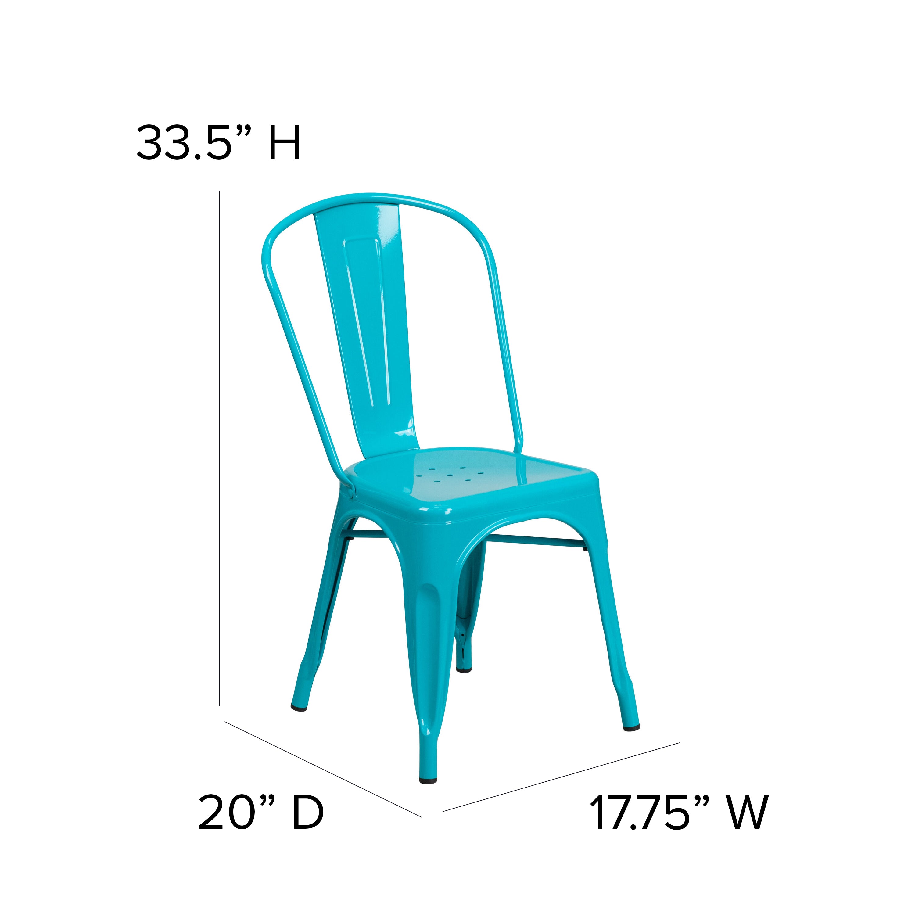 Foster Commercial Grade 31.5" Square Crystal Teal-Blue Metal Indoor-Outdoor Table Set with 4 Stack Chairs