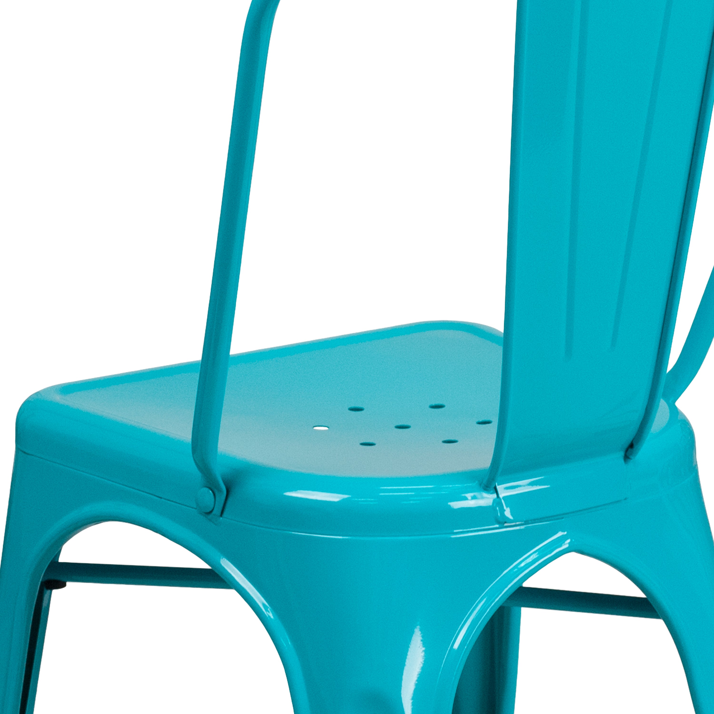 Tenley Commercial Grade Crystal Teal-Blue Metal Indoor-Outdoor Stackable Chair