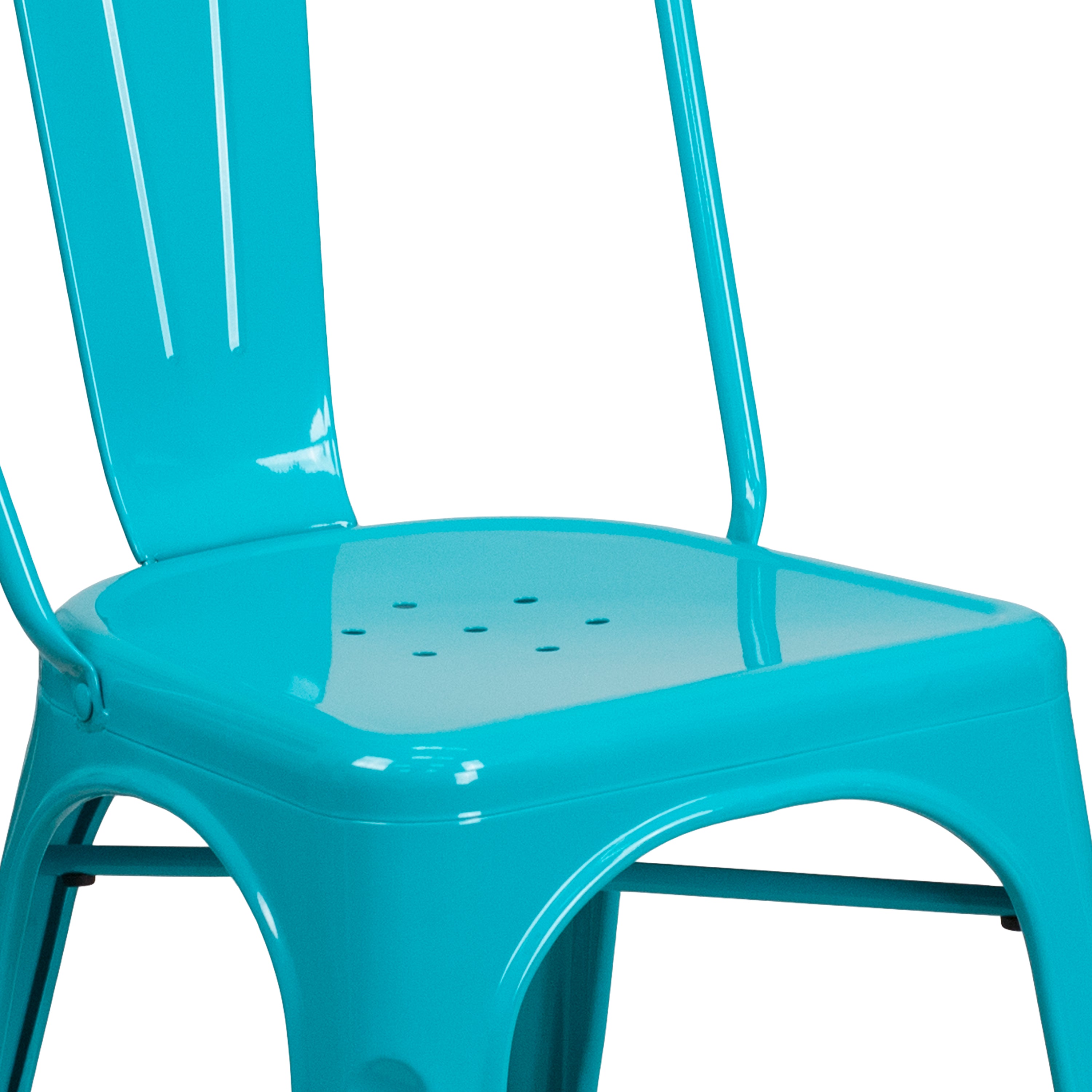 Tenley Commercial Grade Crystal Teal-Blue Metal Indoor-Outdoor Stackable Chair