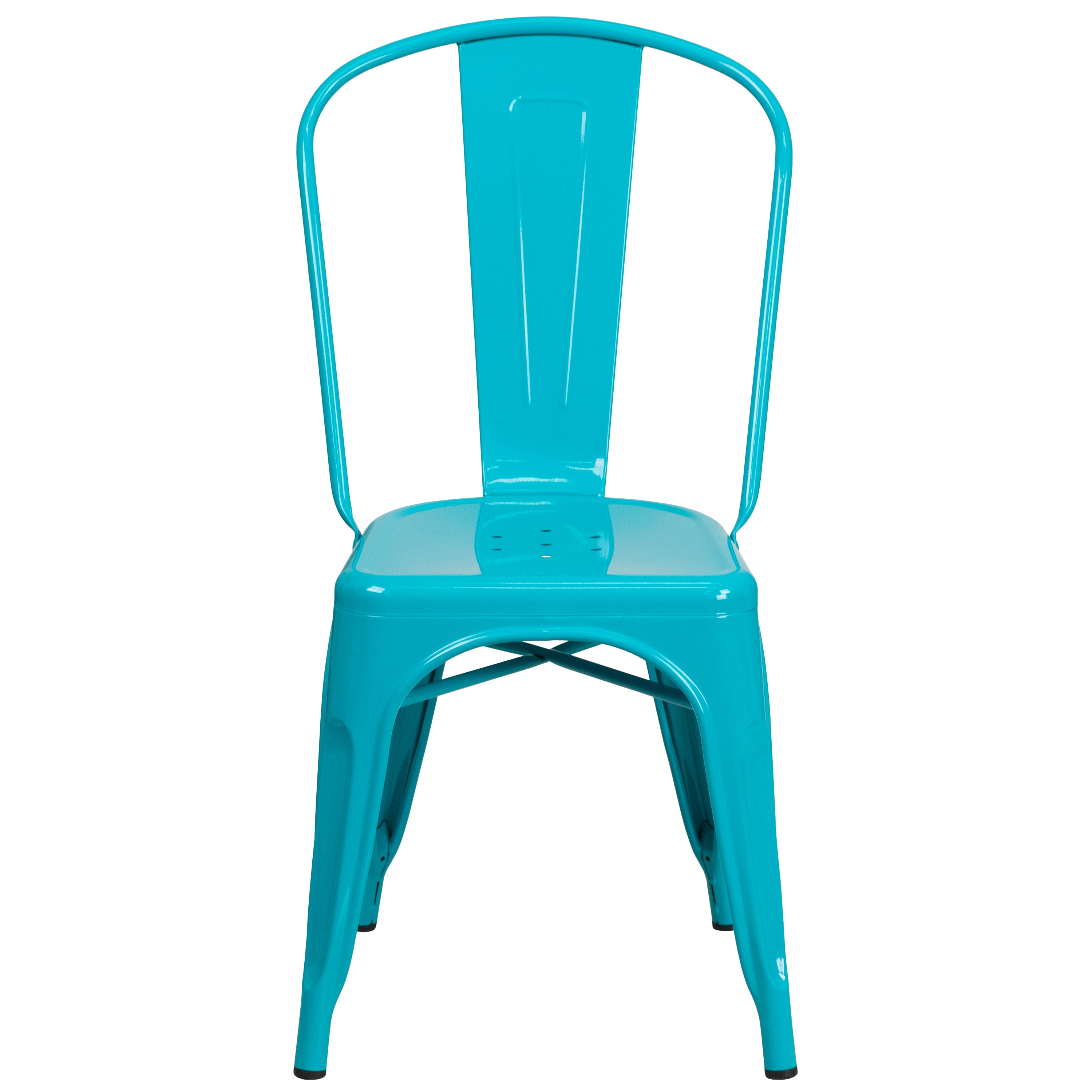Tenley Commercial Grade Crystal Teal-Blue Metal Indoor-Outdoor Stackable Chair