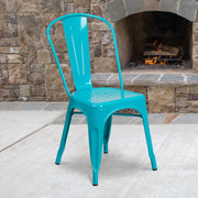 Tenley Commercial Grade Crystal Teal-Blue Metal Indoor-Outdoor Stackable Chair