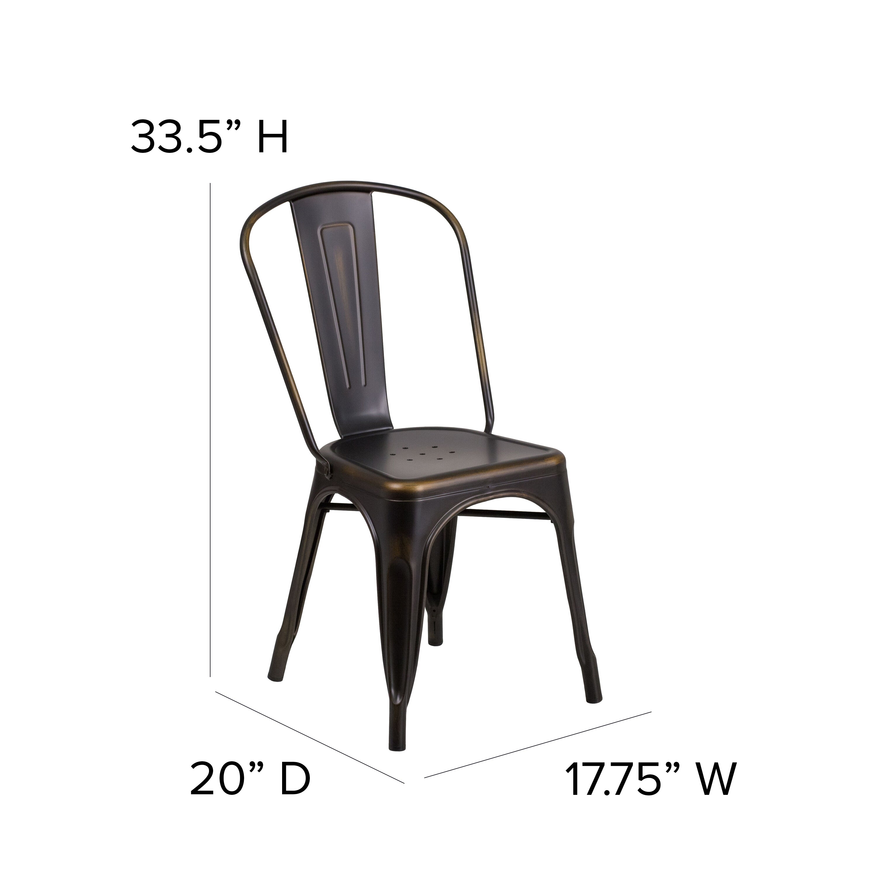 Tenley Commercial Grade Distressed Copper Metal Indoor-Outdoor Stackable Chair