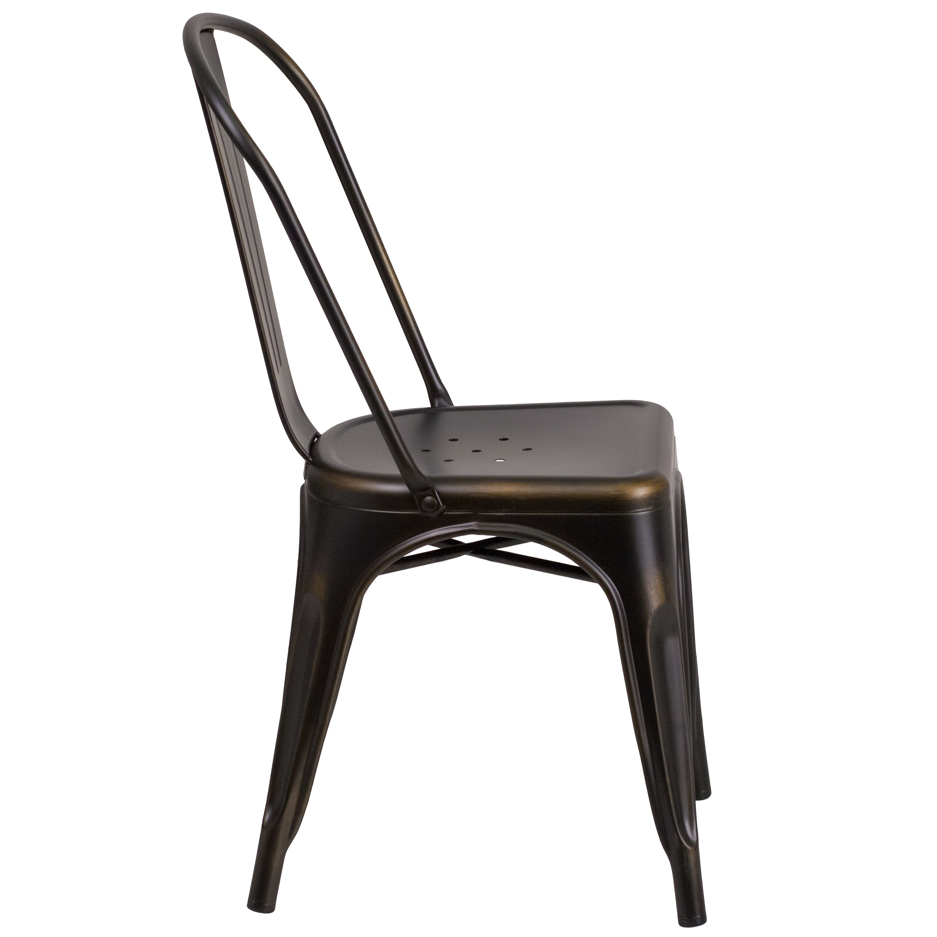 Tenley Commercial Grade Distressed Copper Metal Indoor-Outdoor Stackable Chair