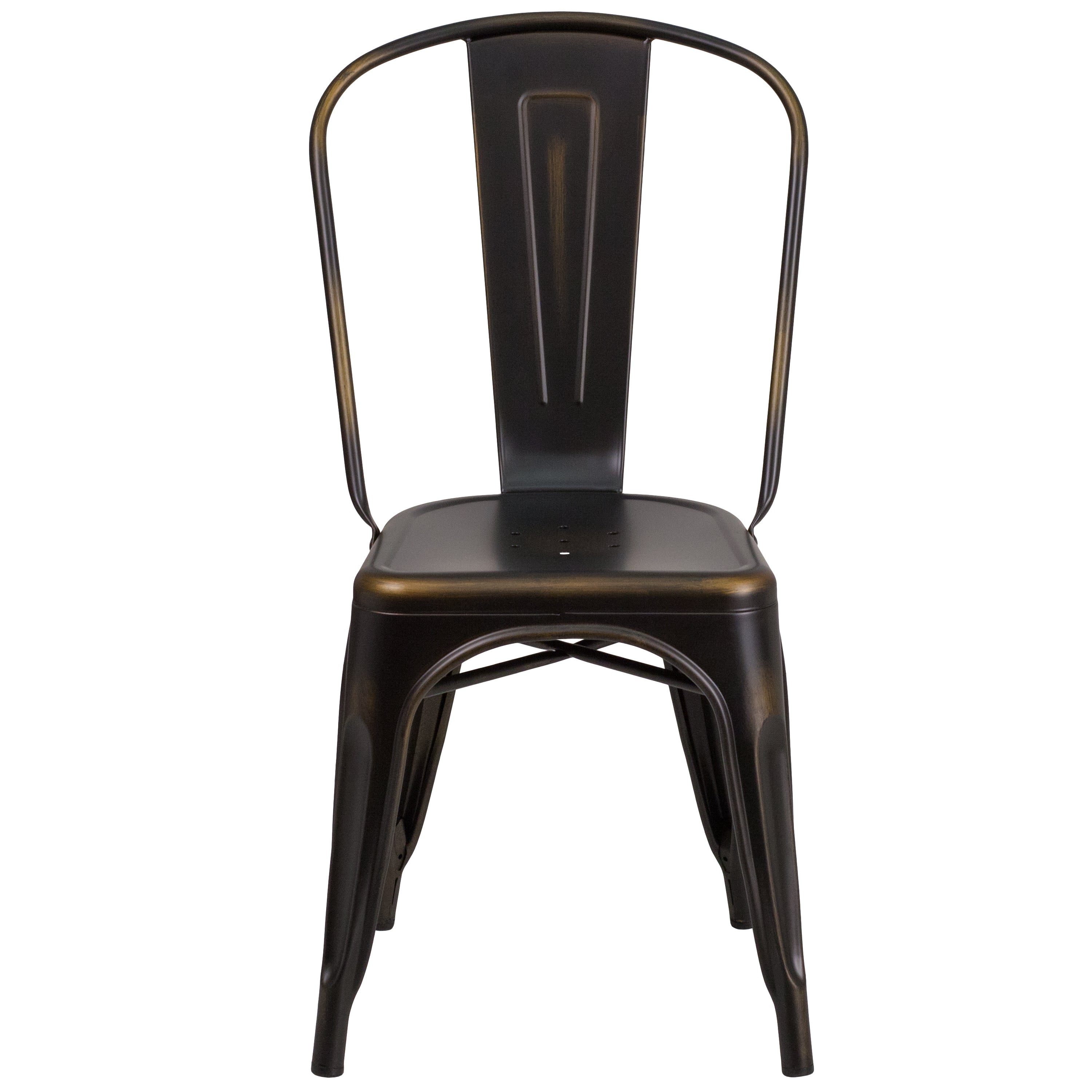 Tenley Commercial Grade Distressed Copper Metal Indoor-Outdoor Stackable Chair