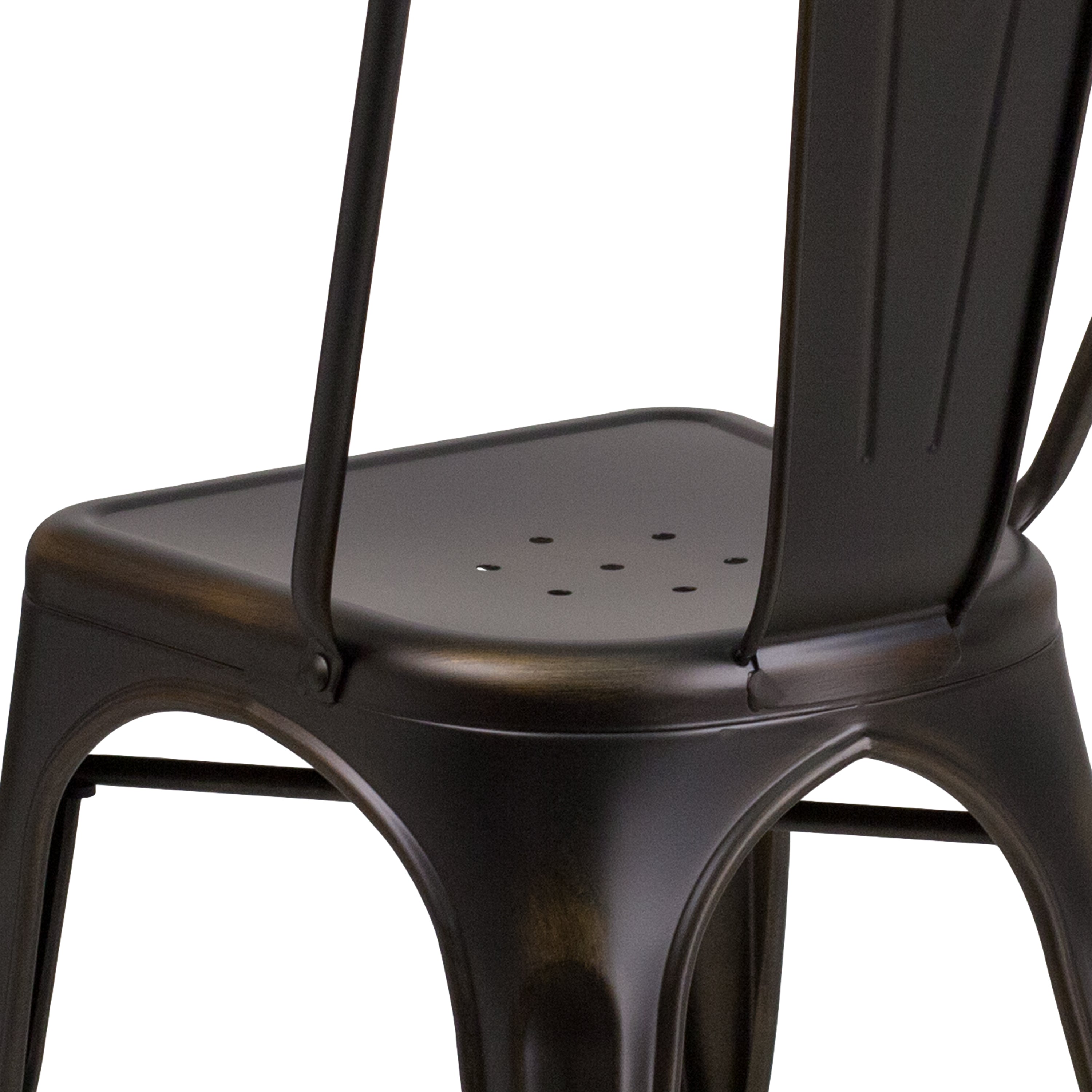 Tenley Commercial Grade Distressed Copper Metal Indoor-Outdoor Stackable Chair