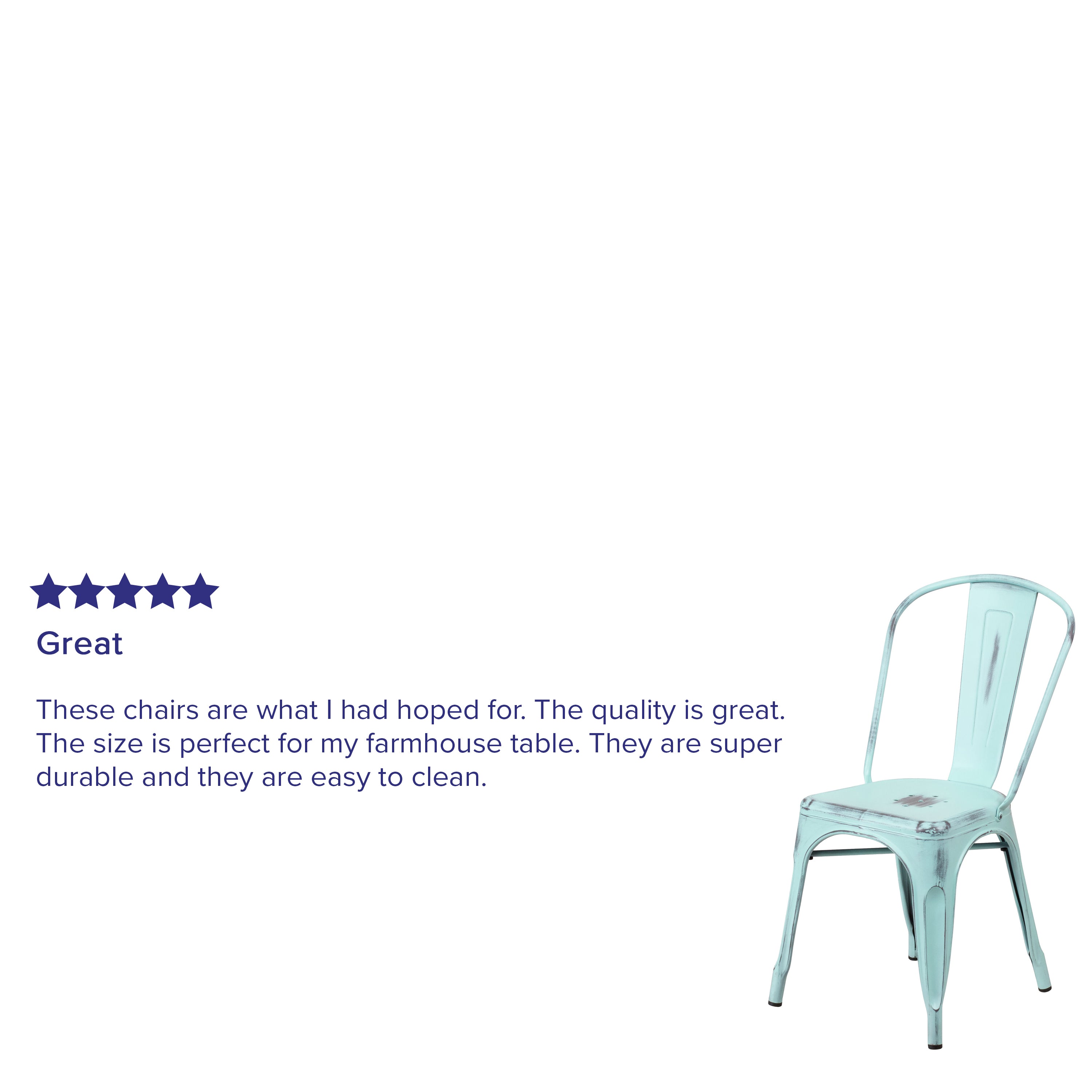 Tenley Commercial Grade Distressed Green-Blue Metal Indoor-Outdoor Stackable Chair