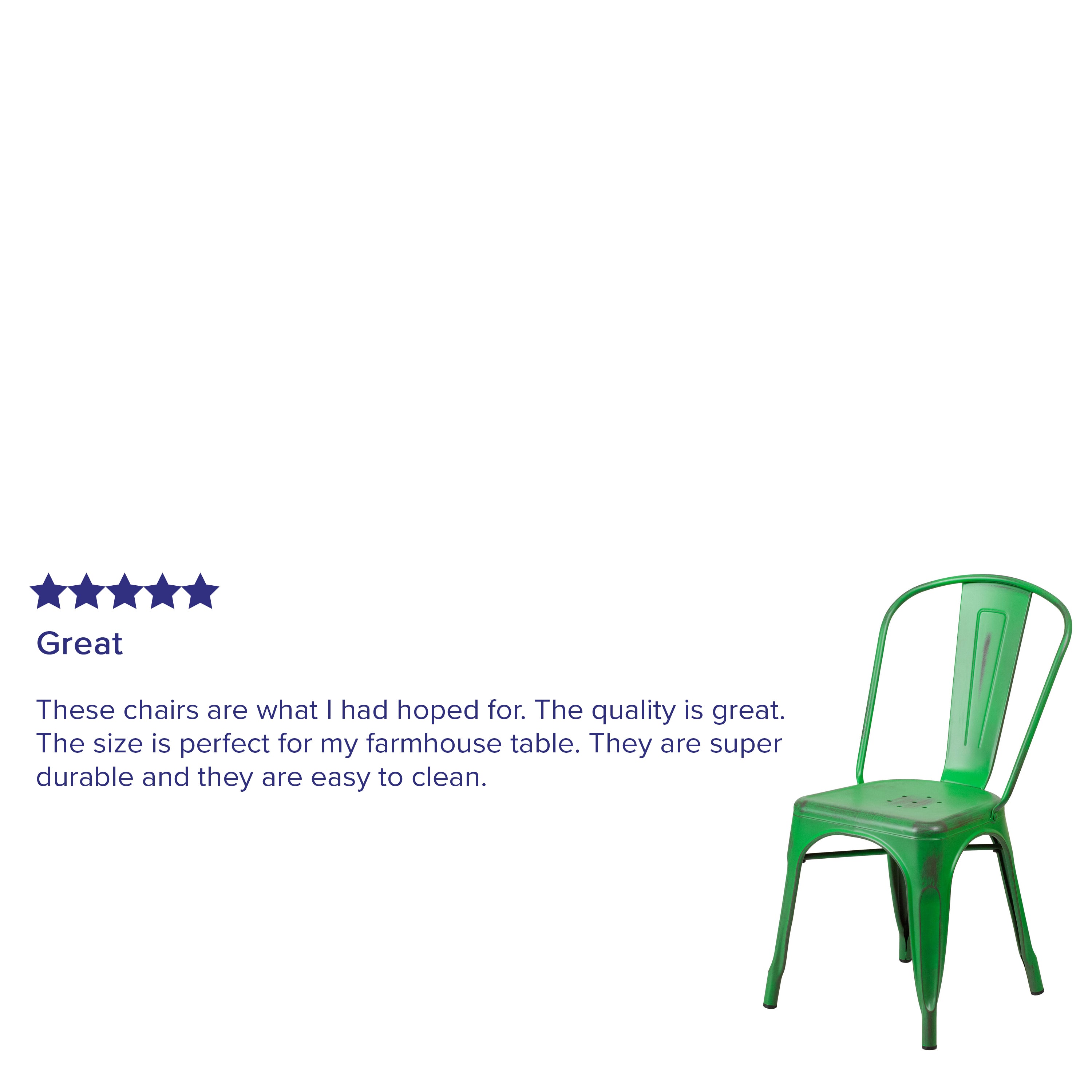 Tenley Commercial Grade Distressed Green Metal Indoor-Outdoor Stackable Chair
