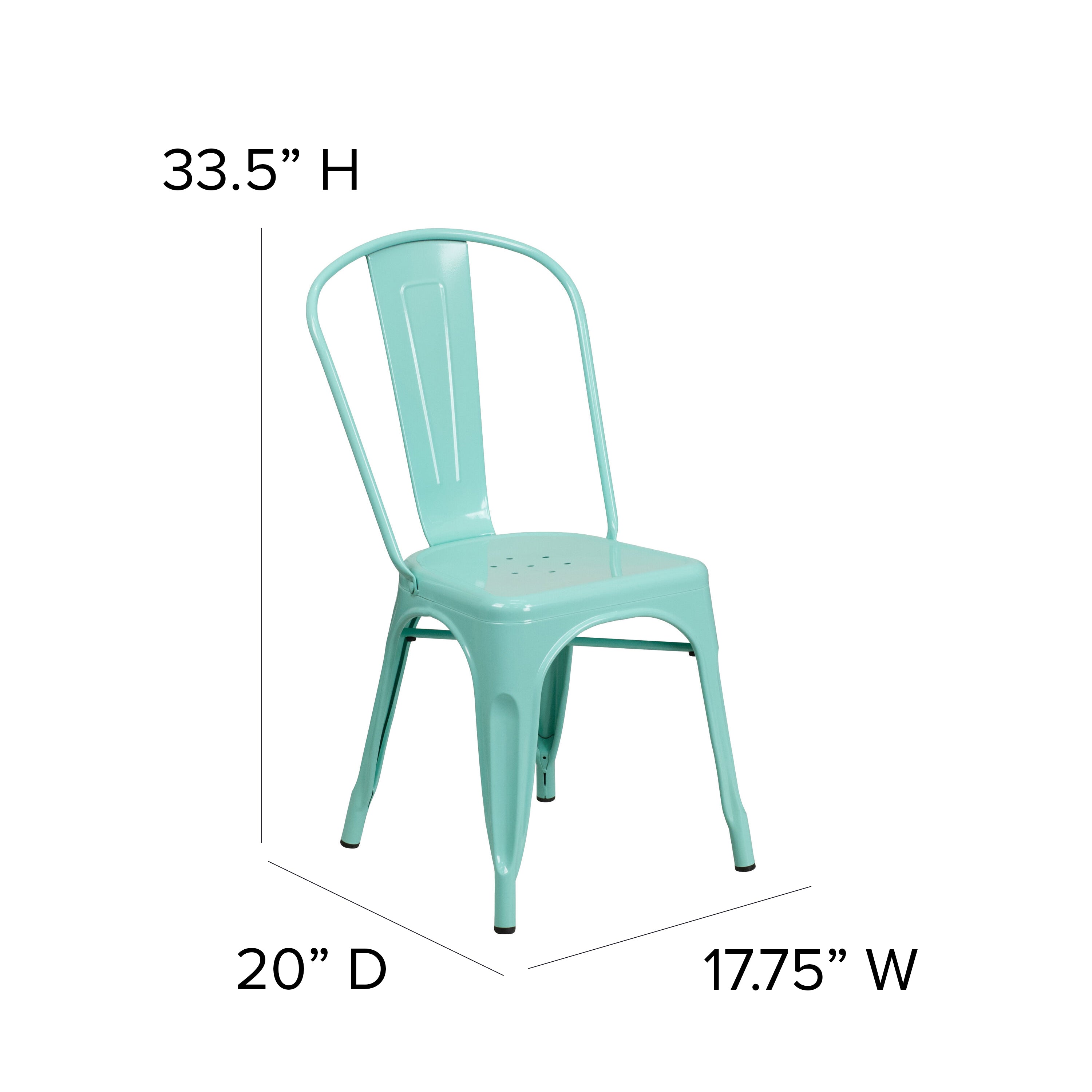 Foster Commercial Grade 31.5" Square Mint Green Metal Indoor-Outdoor Table Set with 4 Stack Chairs