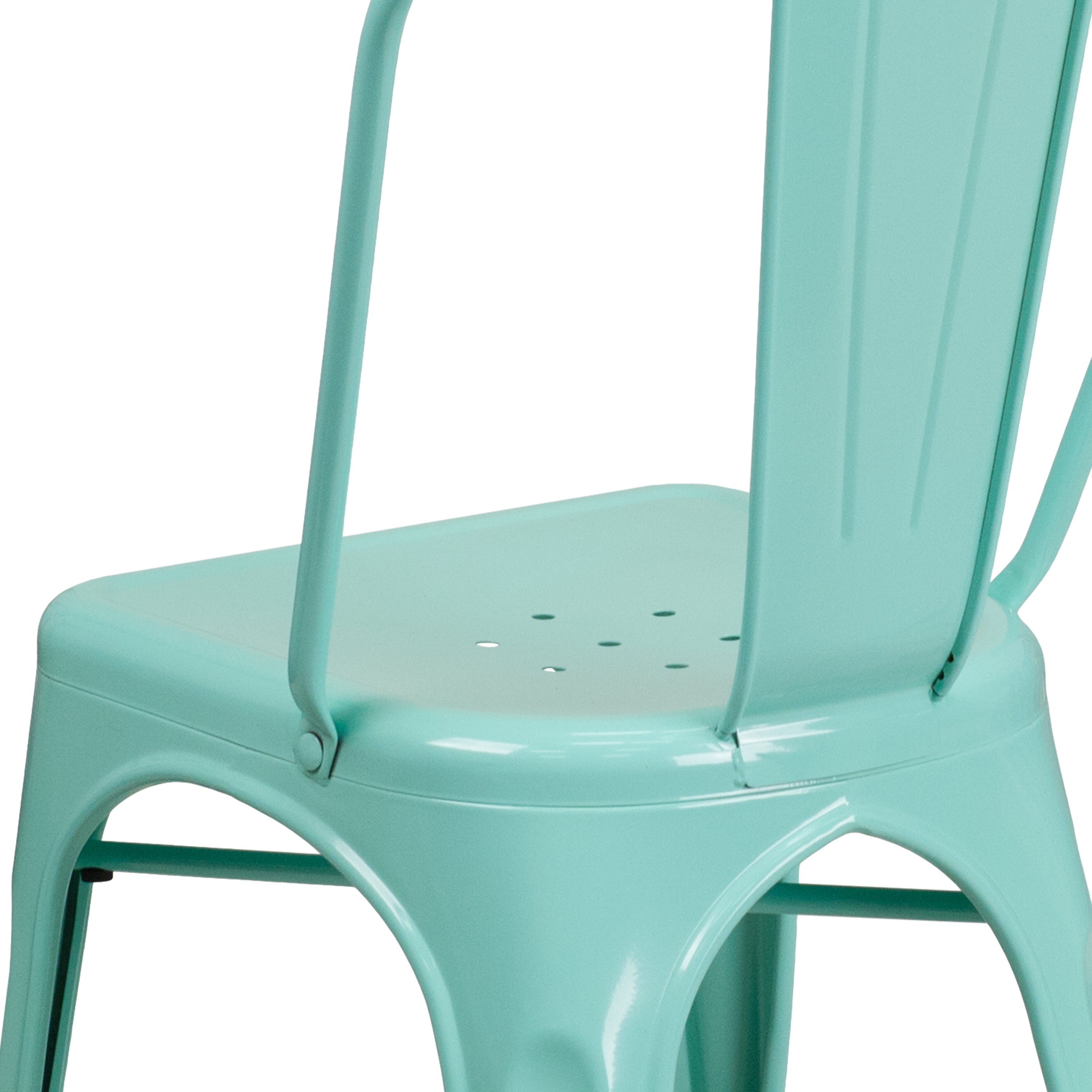 Tenley Commercial Grade Mint Green Metal Indoor-Outdoor Stackable Chair