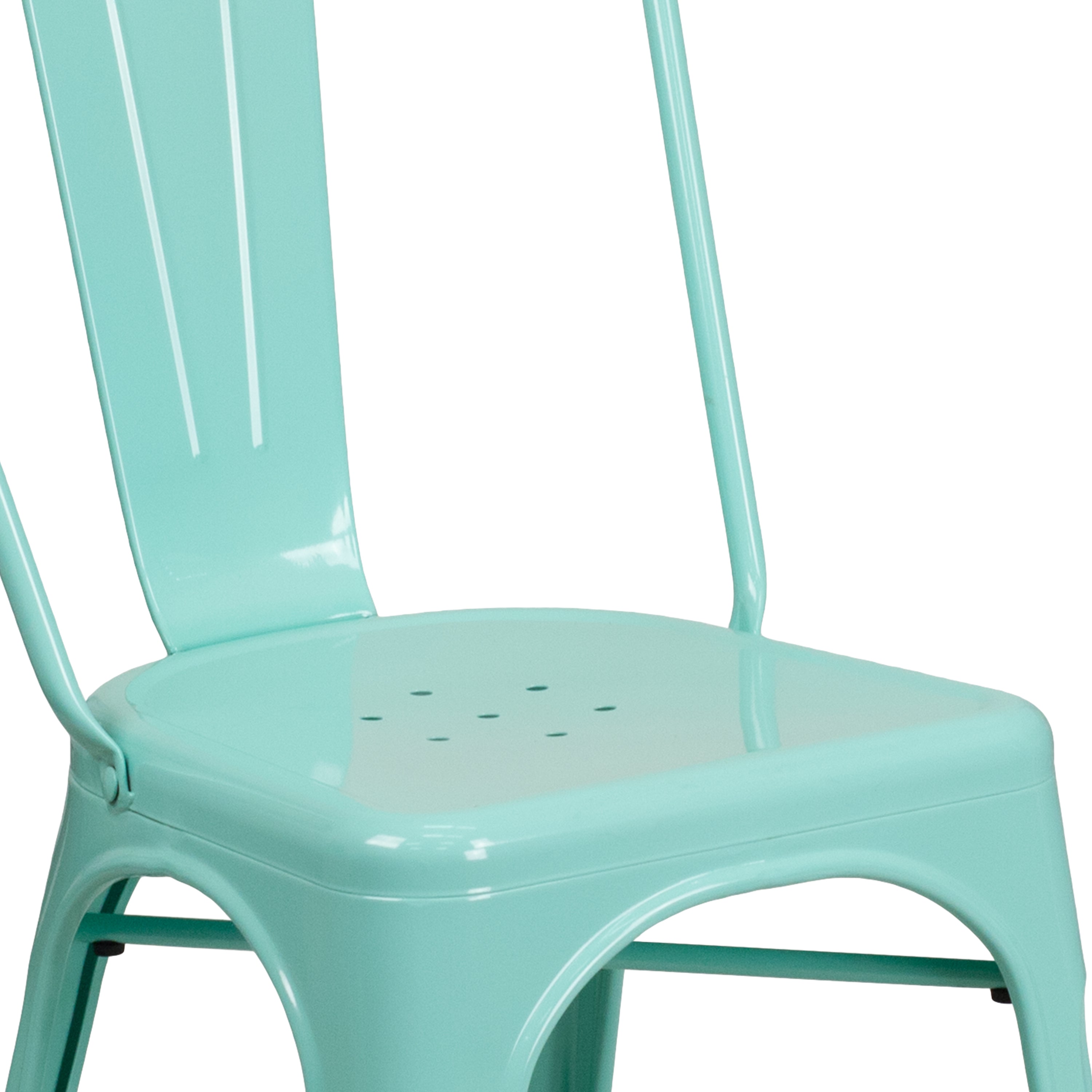 Tenley Commercial Grade Mint Green Metal Indoor-Outdoor Stackable Chair