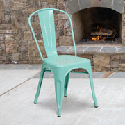 Tenley Commercial Grade Mint Green Metal Indoor-Outdoor Stackable Chair