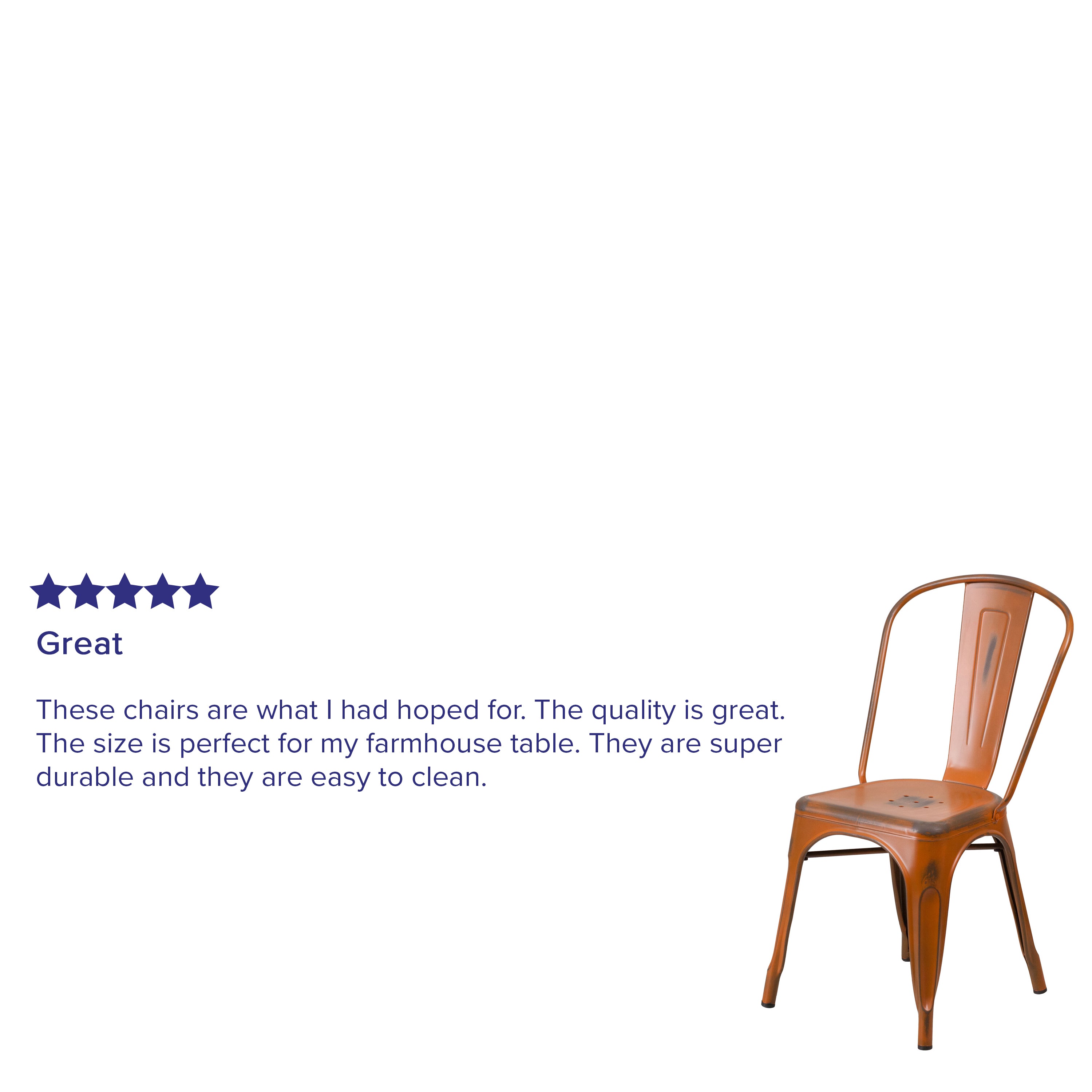 Tenley Commercial Grade Distressed Orange Metal Indoor-Outdoor Stackable Chair