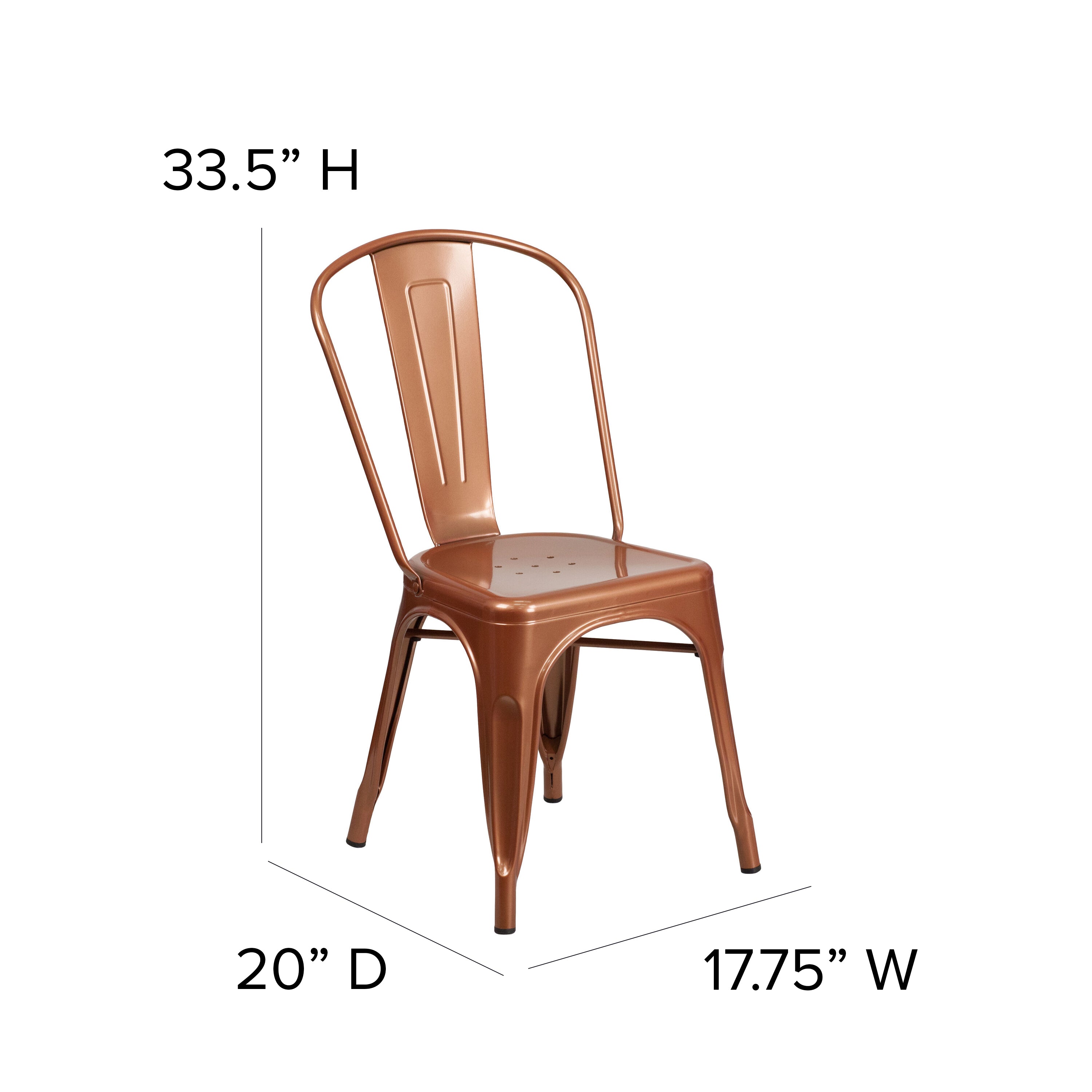 Tenley Commercial Grade Copper Metal Indoor-Outdoor Stackable Chair