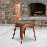 Tenley Copper Metal Stackable Chair with Wood Seat