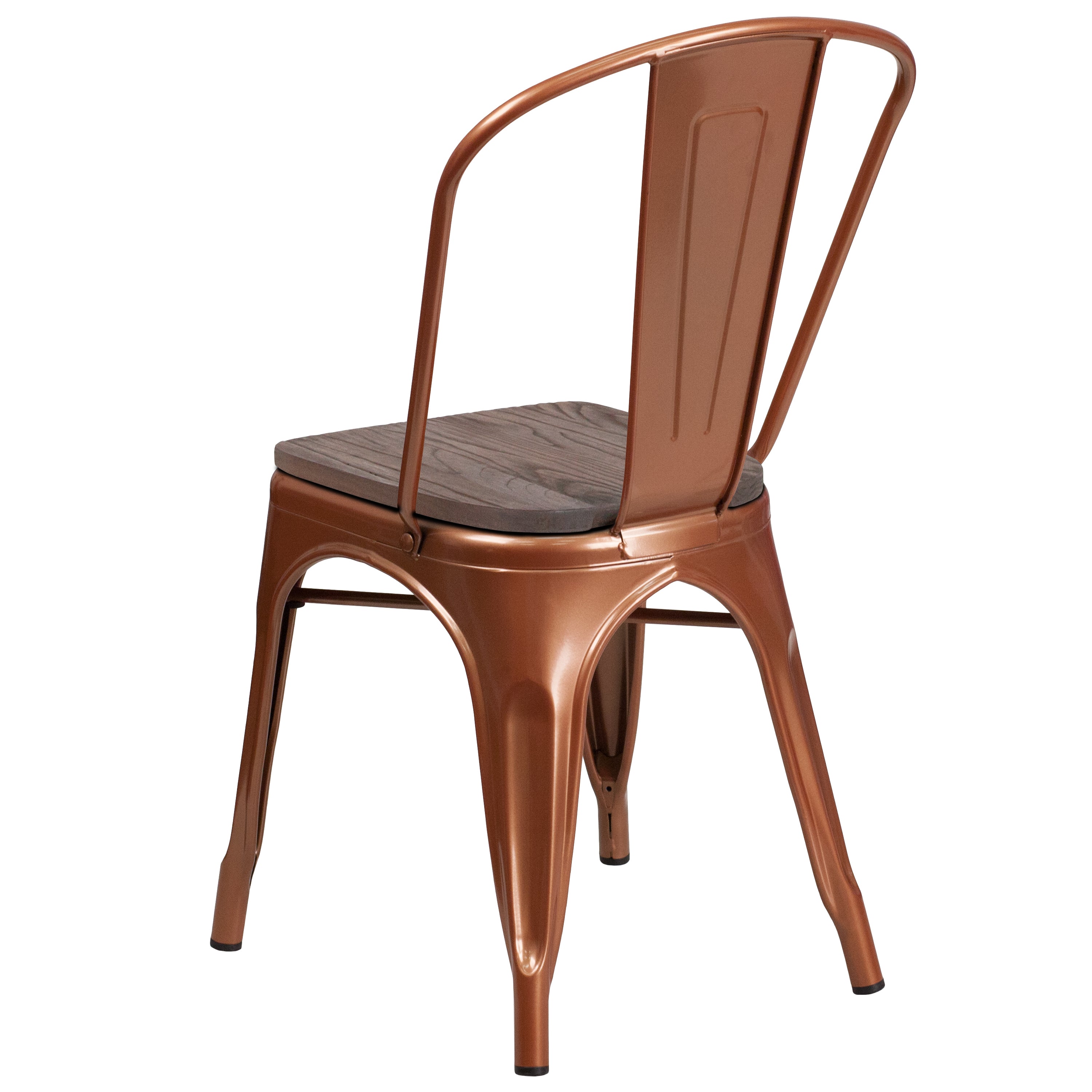 Tenley Copper Metal Stackable Chair with Wood Seat
