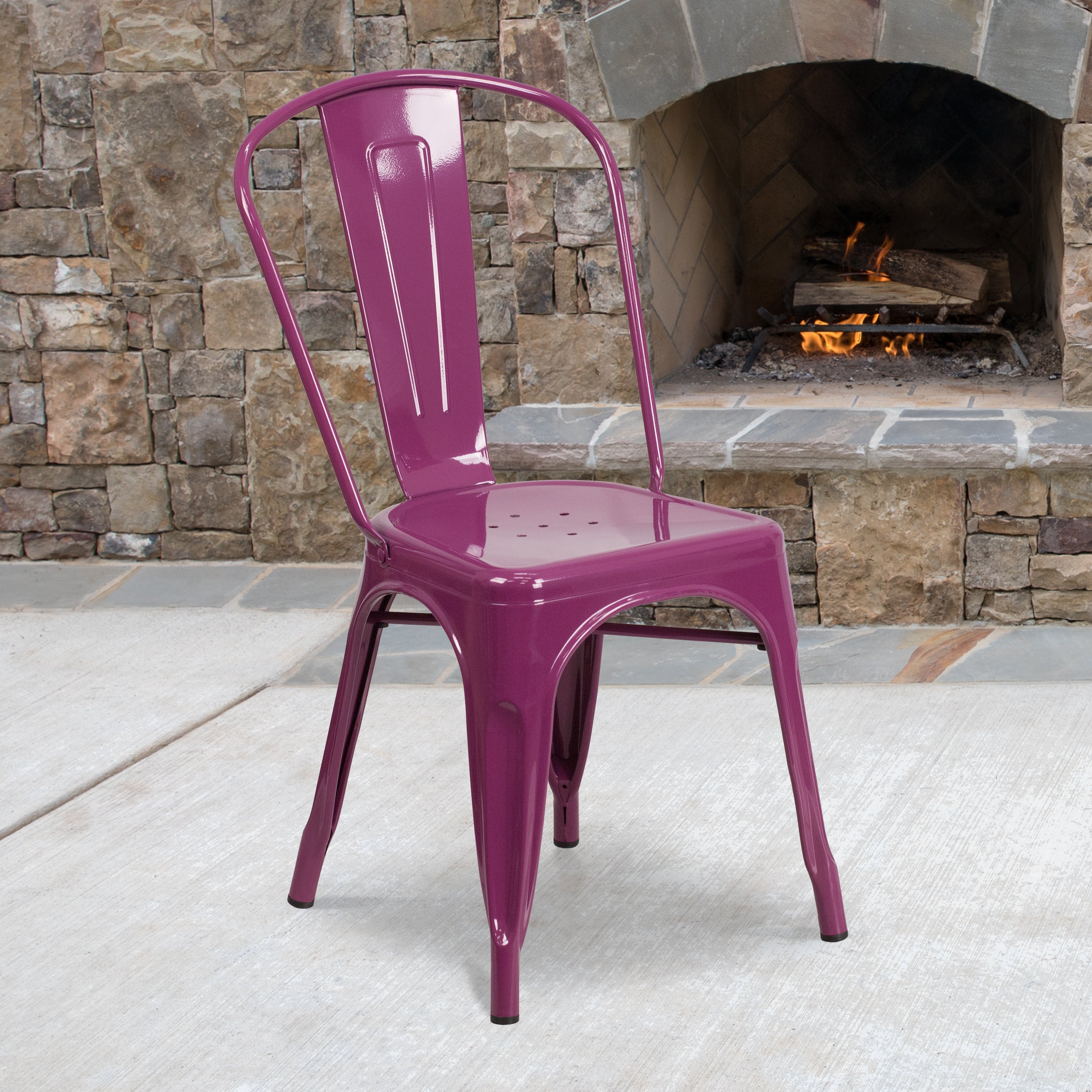 Tenley Commercial Grade Purple Metal Indoor-Outdoor Stackable Chair