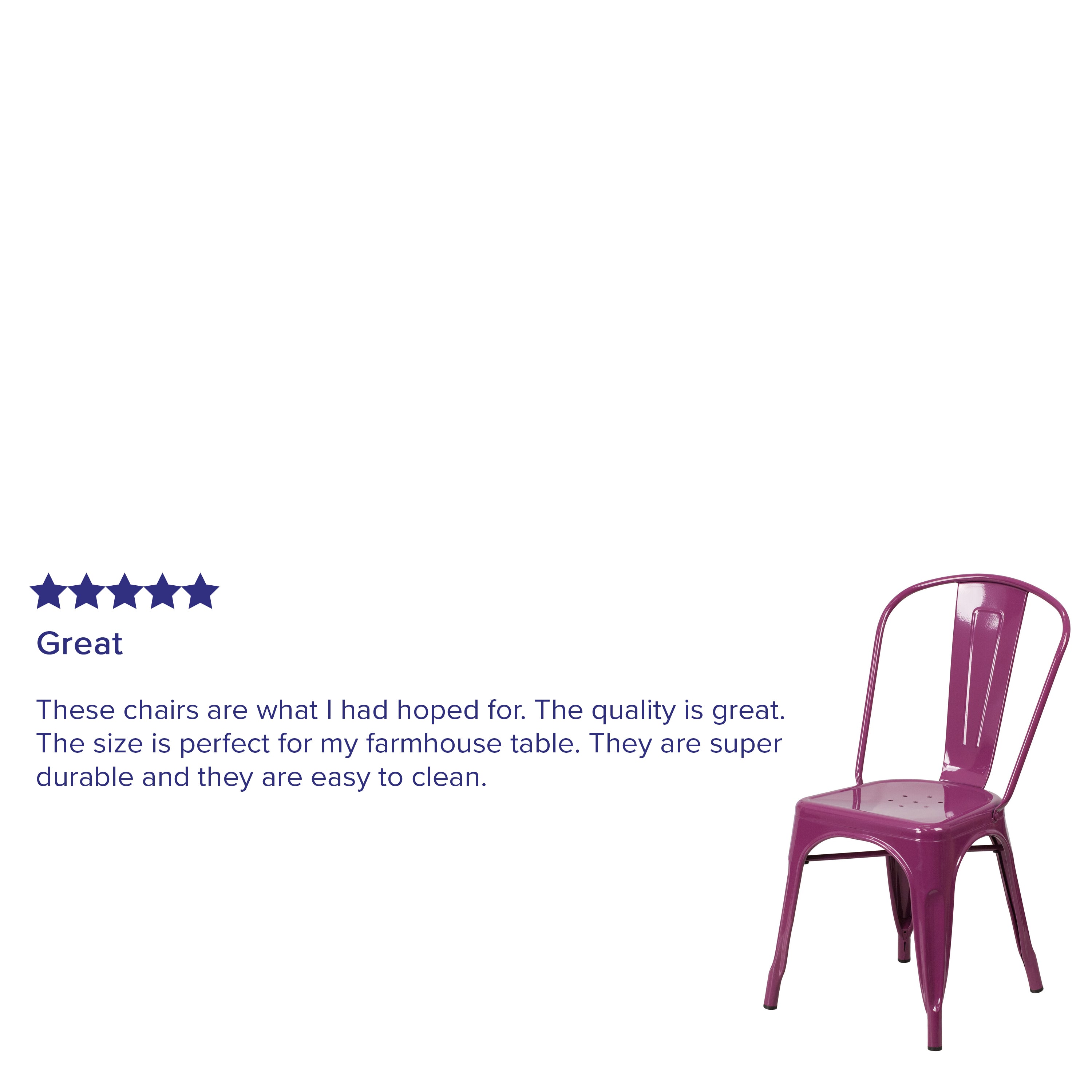 Tenley Commercial Grade Purple Metal Indoor-Outdoor Stackable Chair
