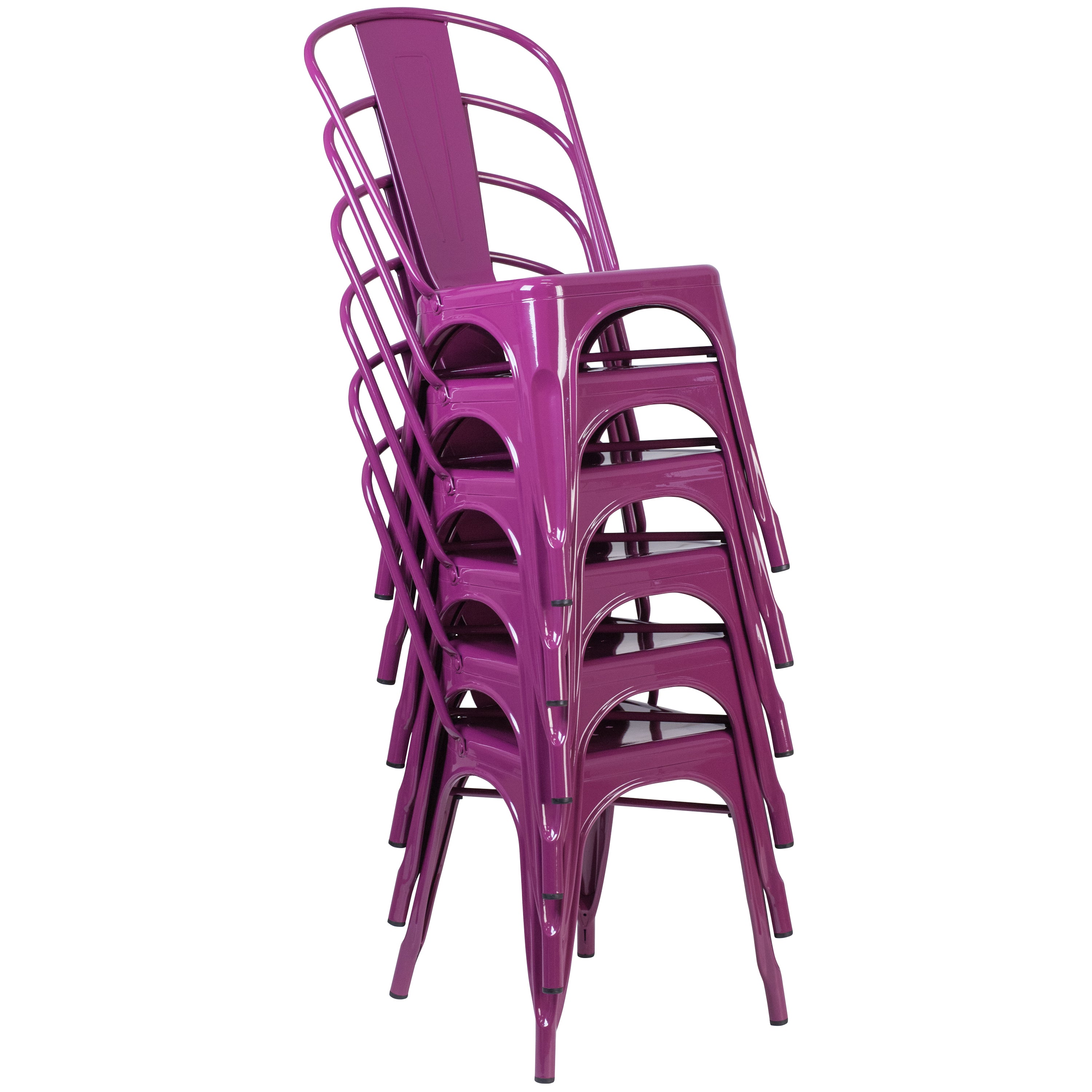 Tenley Commercial Grade Purple Metal Indoor-Outdoor Stackable Chair