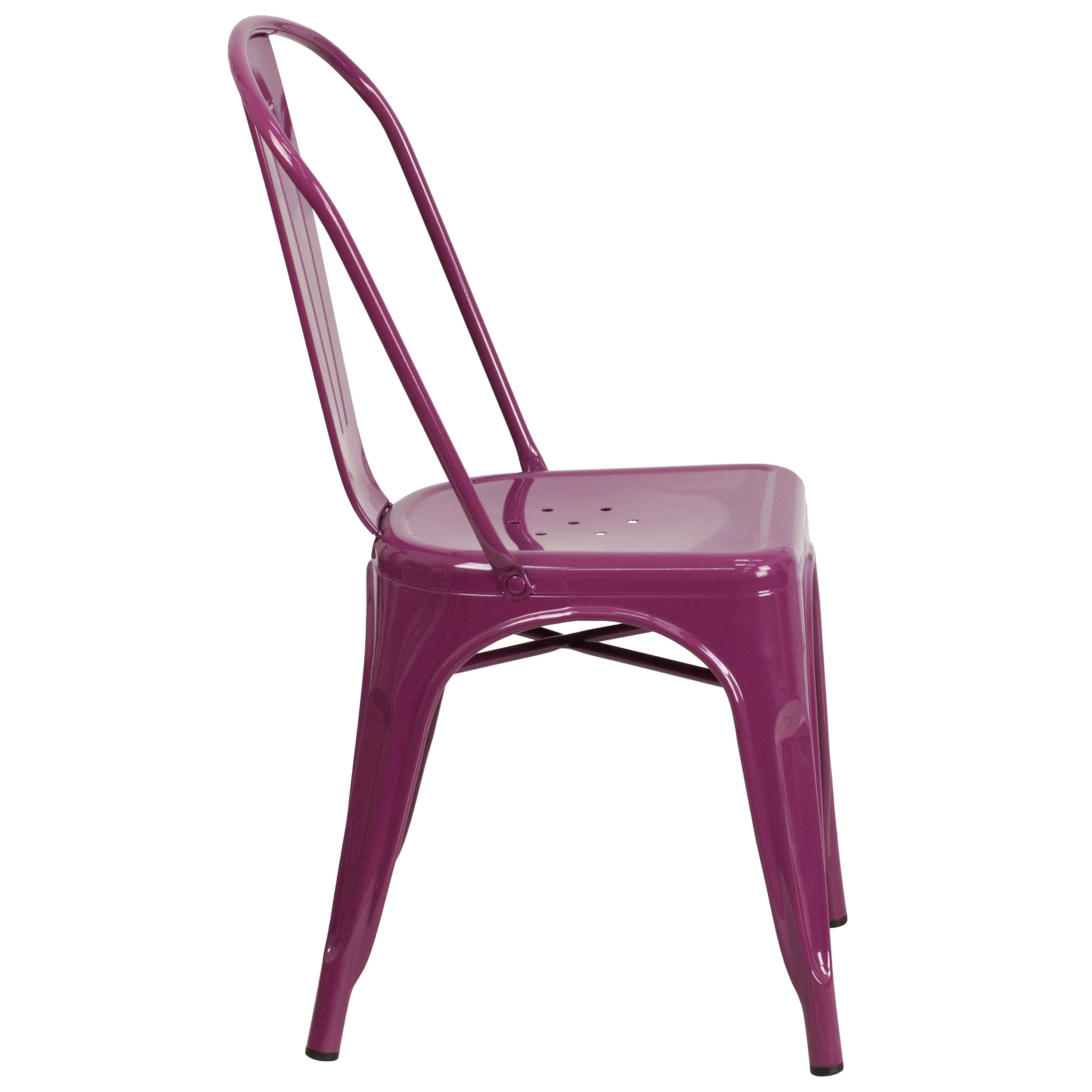 Tenley Commercial Grade Purple Metal Indoor-Outdoor Stackable Chair
