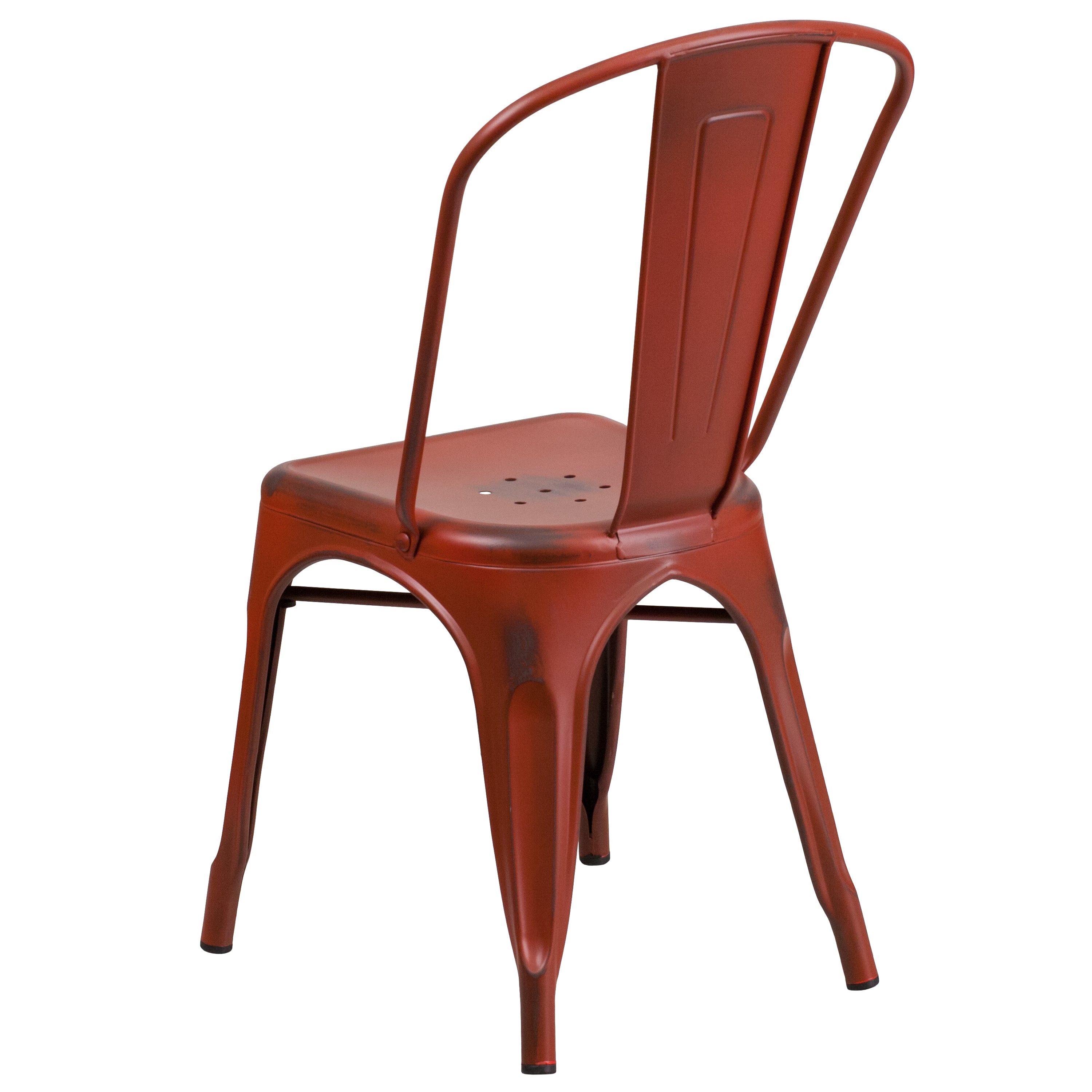 Tenley Commercial Grade Distressed Kelly Red Metal Indoor-Outdoor Stackable Chair