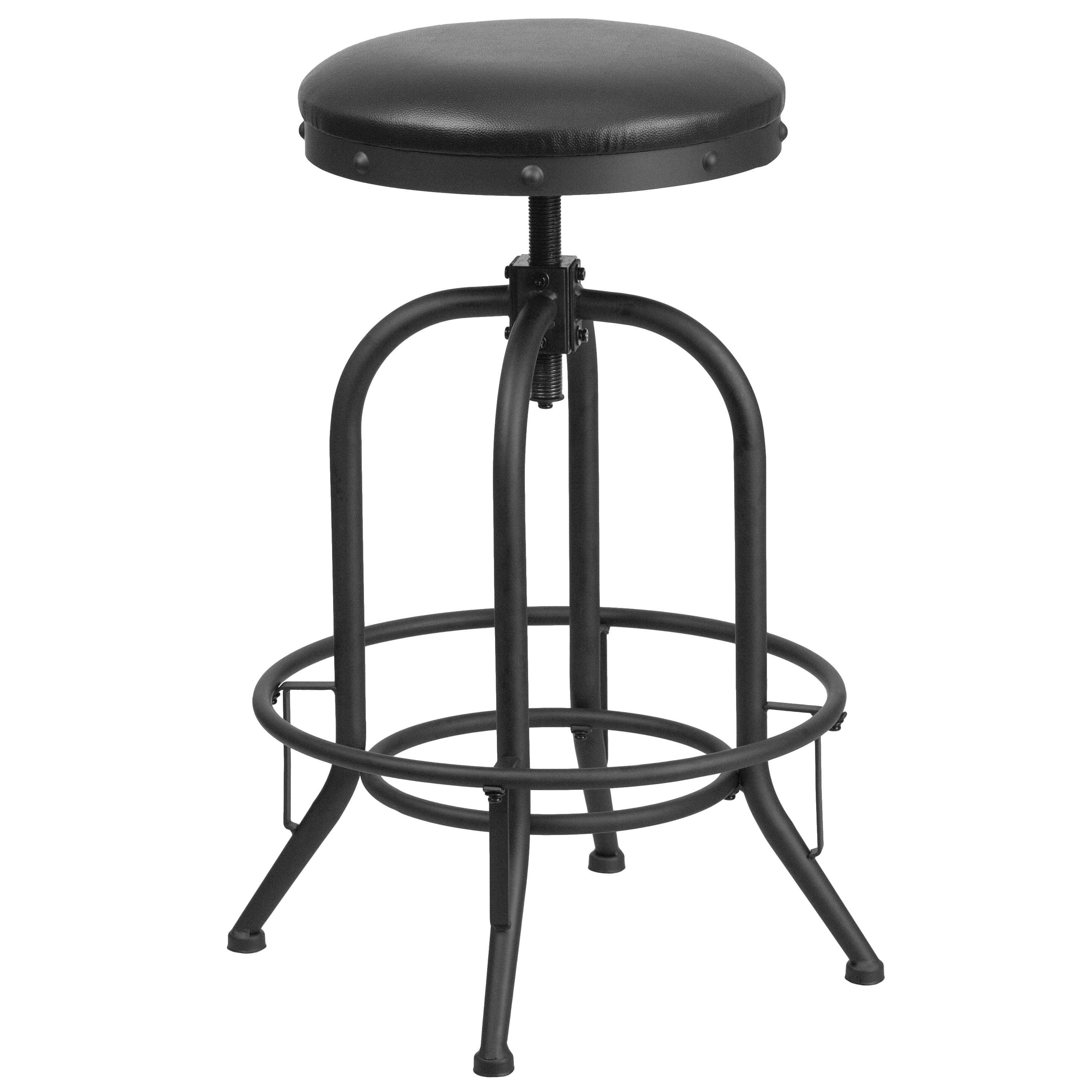 Carrington 30'' Barstool with Swivel Lift Black LeatherSoft Seat
