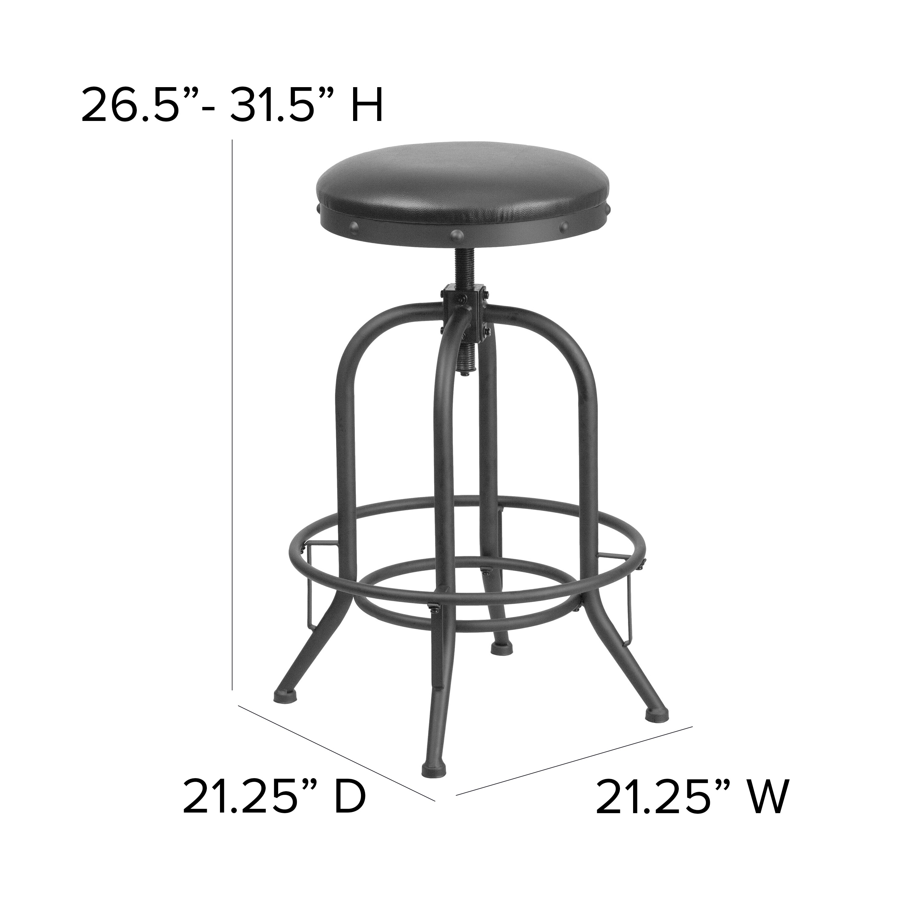 Carrington 30'' Barstool with Swivel Lift Black LeatherSoft Seat