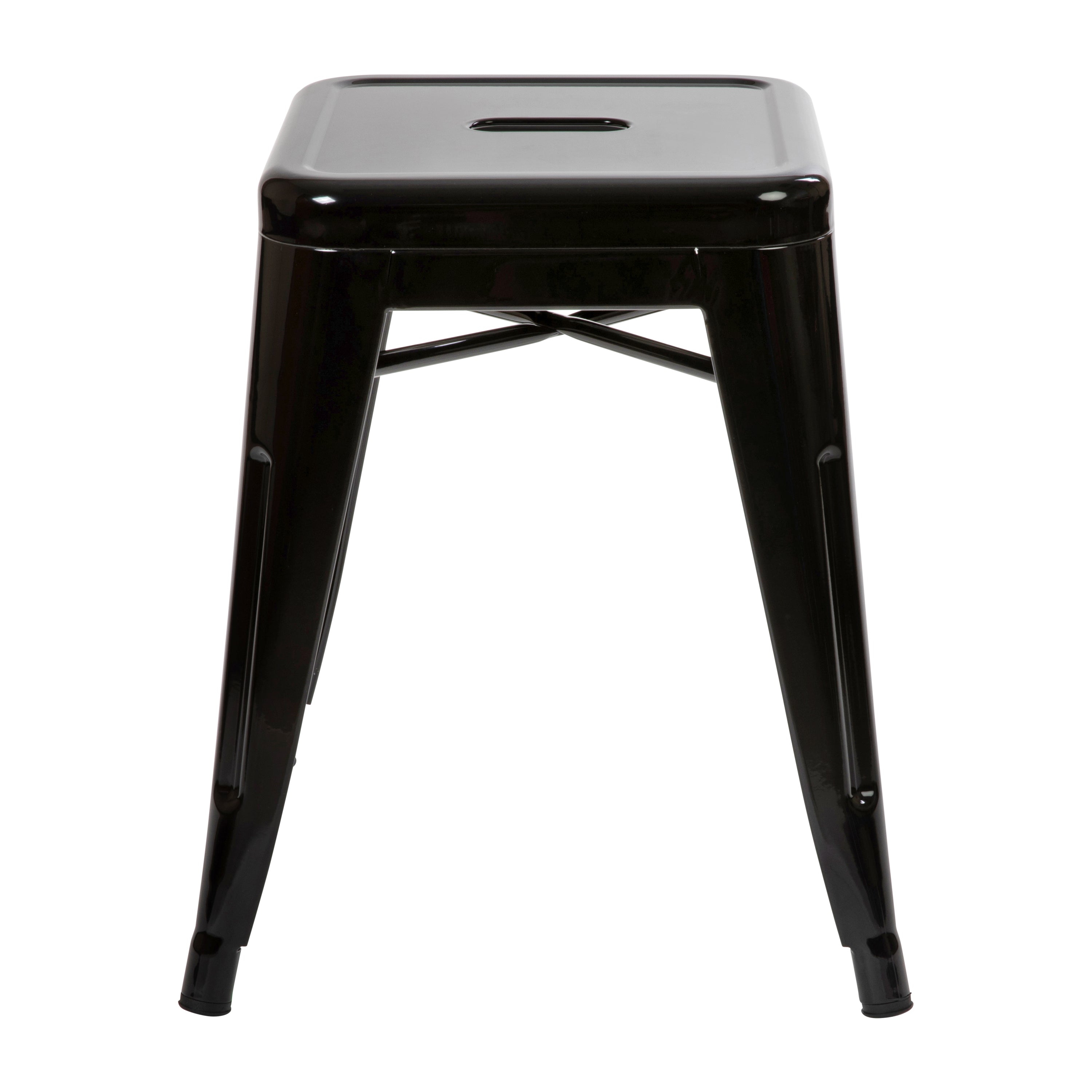 Kai 18" Table Height Stool, Stackable Backless Metal Indoor Dining Stool, Commercial Grade Restaurant Stool in Black - Set of 4