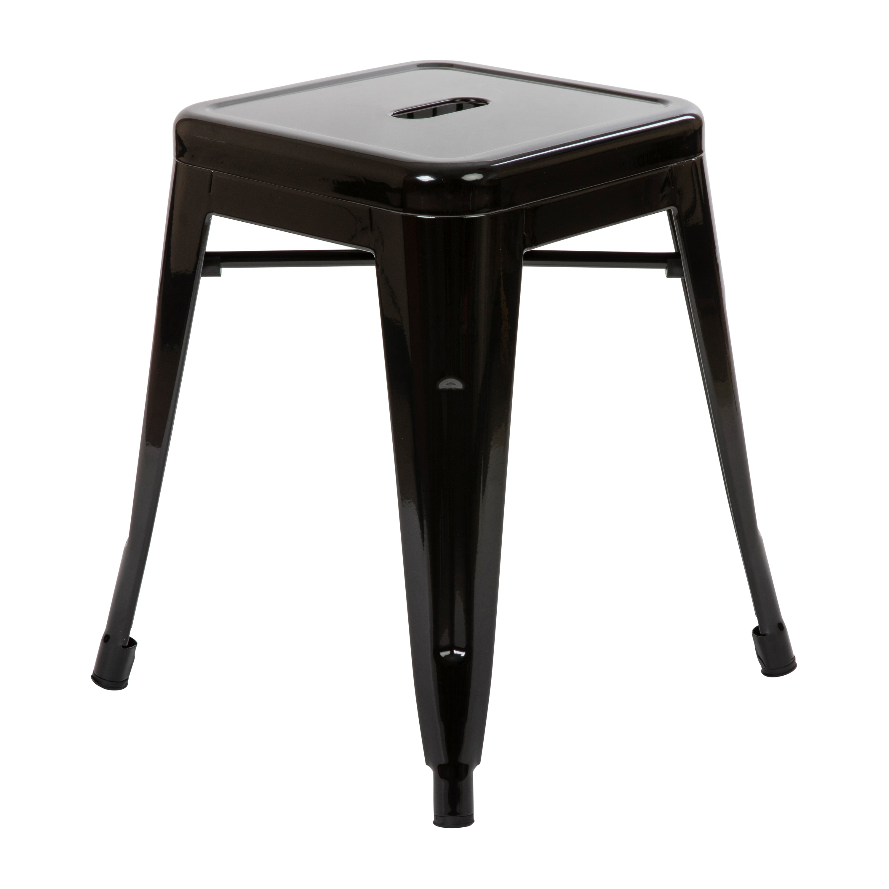 Kai 18" Table Height Stool, Stackable Backless Metal Indoor Dining Stool, Commercial Grade Restaurant Stool in Black - Set of 4