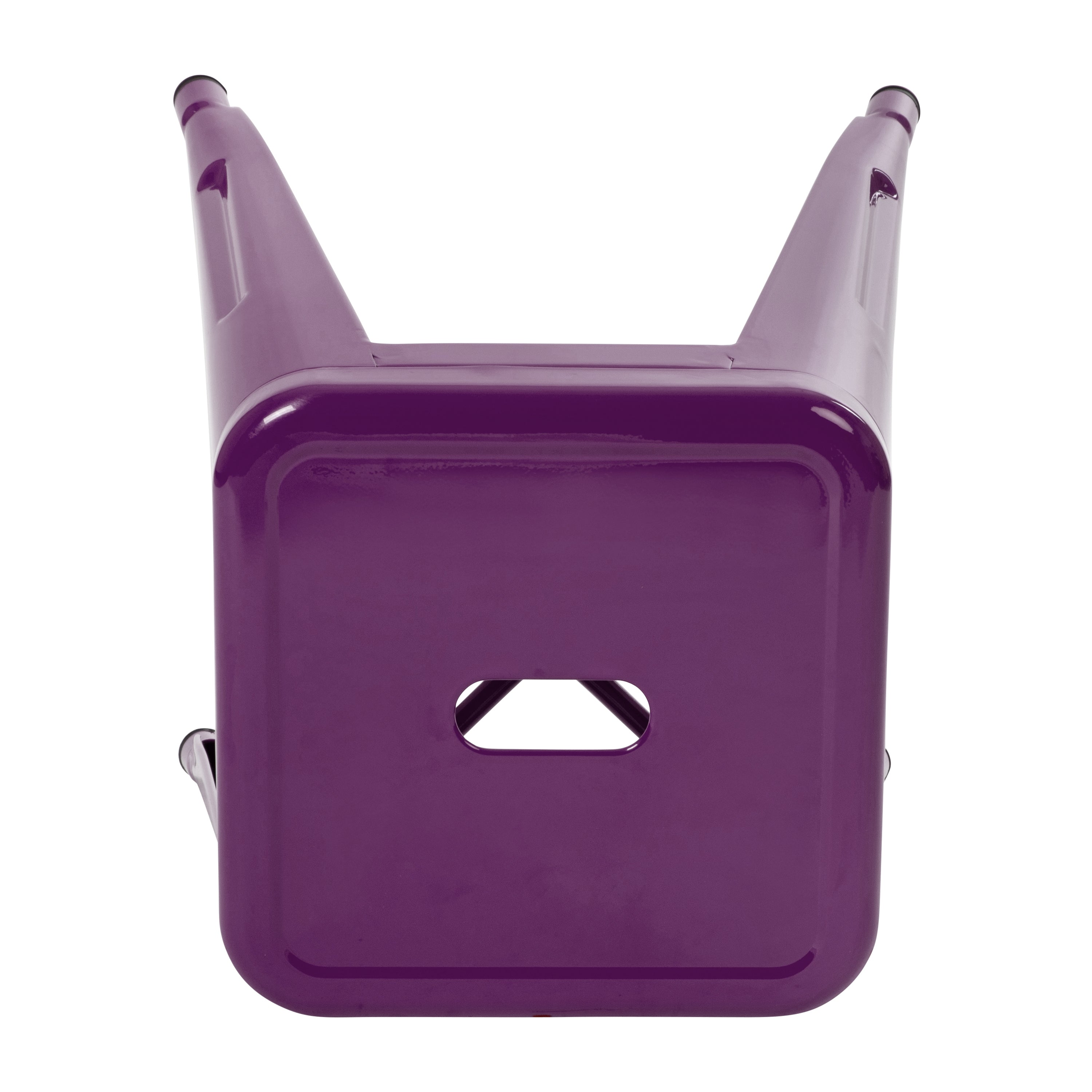 Kai 18" Table Height Stool, Stackable Backless Metal Indoor Dining Stool, Commercial Grade Restaurant Stool in Purple - Set of 4