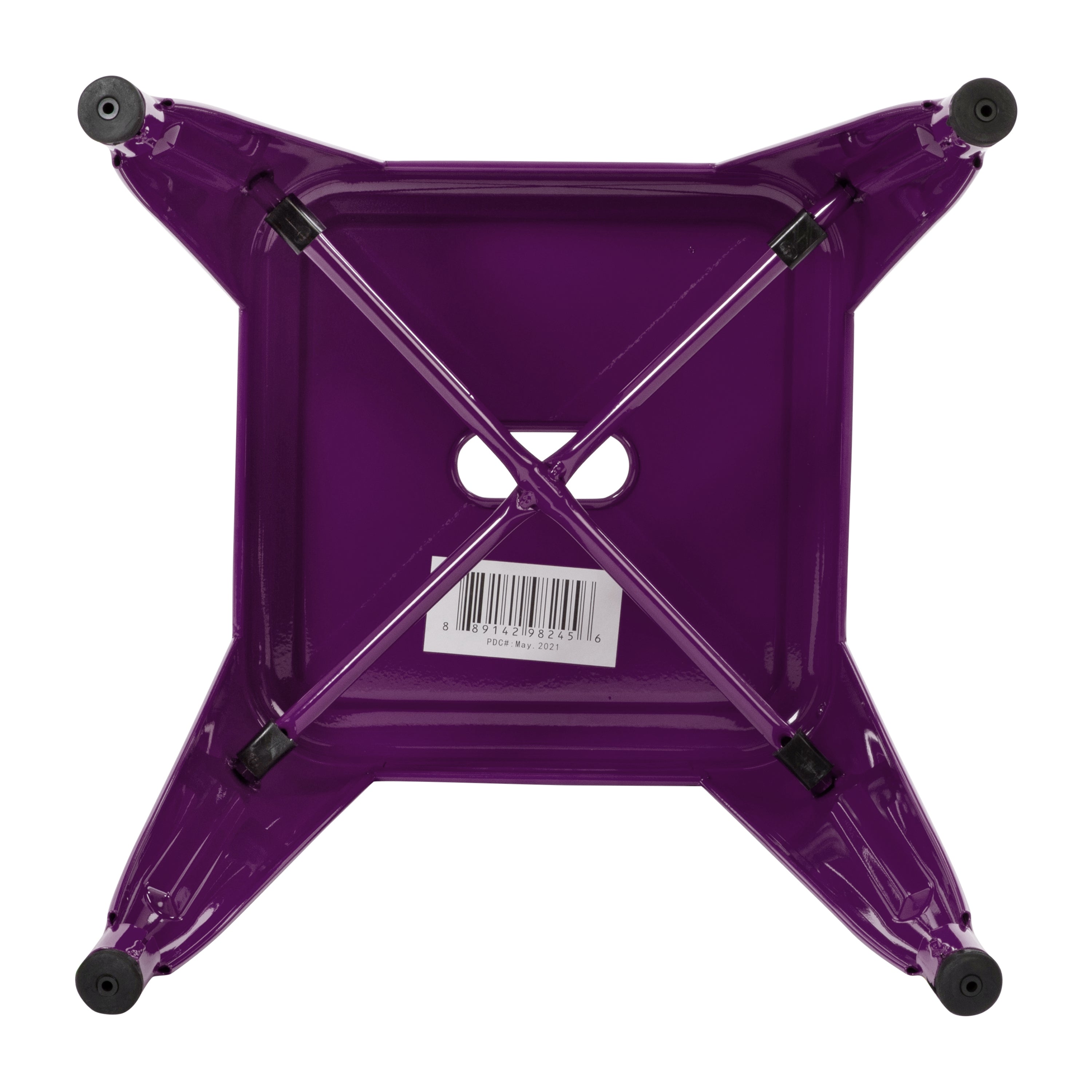 Kai 18" Table Height Stool, Stackable Backless Metal Indoor Dining Stool, Commercial Grade Restaurant Stool in Purple - Set of 4